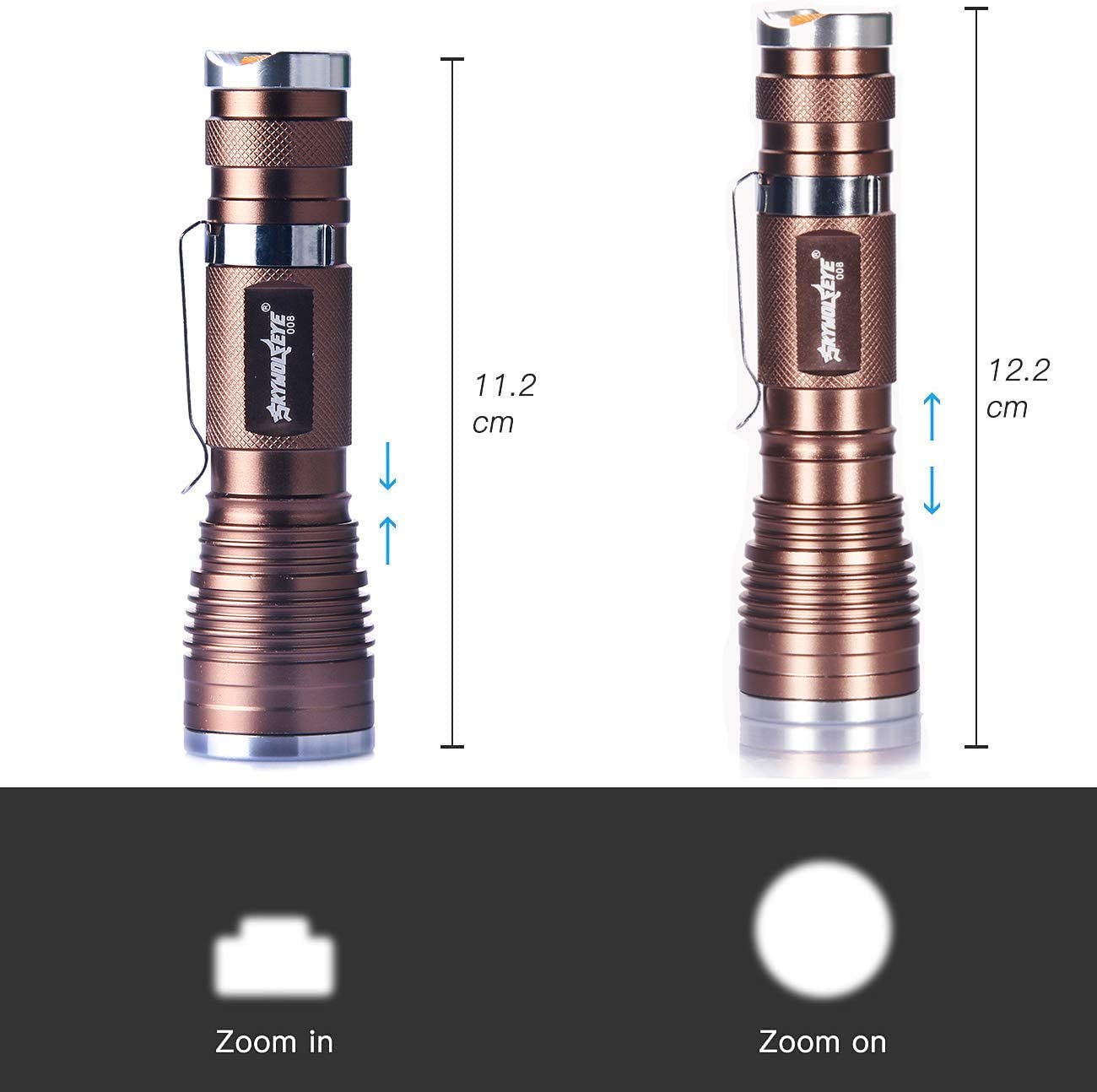 Skywolfeye Rechargeable Led Flashlight Zoomable High Lumen 3 Light Modes Super Bright Handheld Flashlights For Men Hiking Camping Hunting Fishing