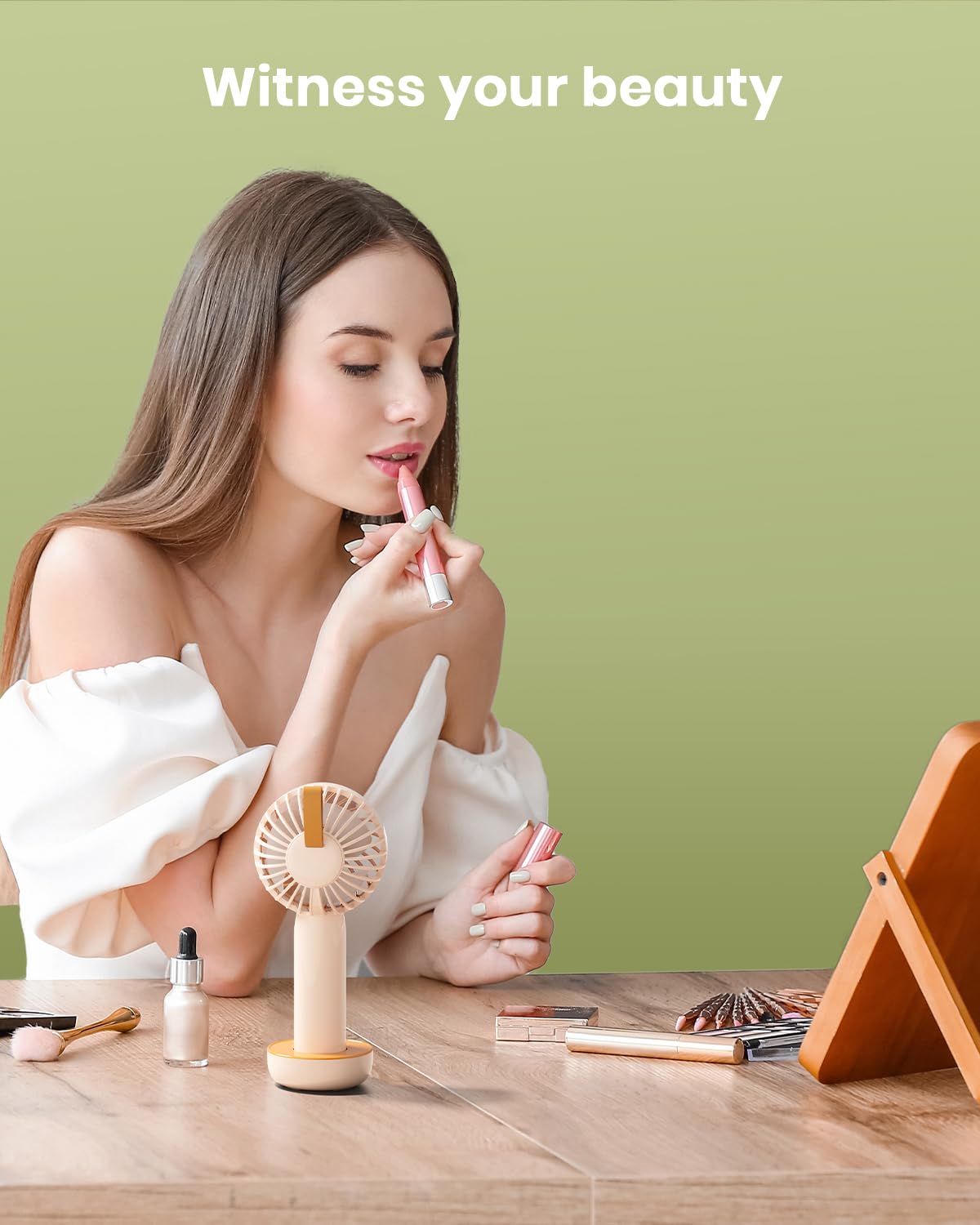 Retro Portable Fan, Mini Personal Handheld And Desktop With Base, 3 Powerful Speed, Usb Rechargeable