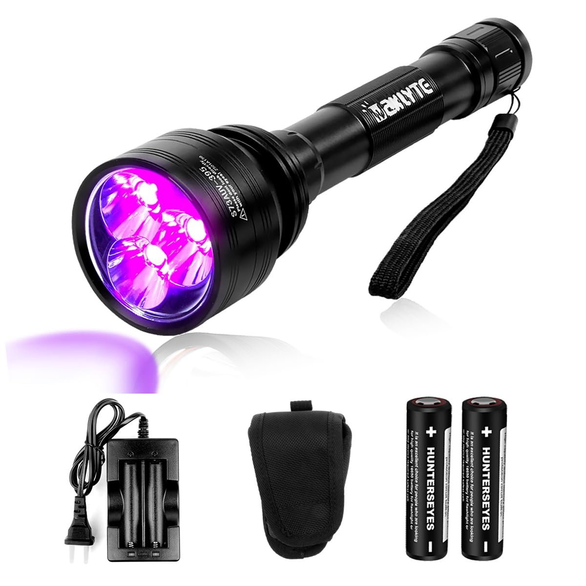 Waklyte Black Light Uv Flashlight, High Power Blacklight Flashlight Rechargeable, 385-395Nm Wavelength Beam Best For Pet Urine Detection, Scorpion, Resin Curing, Bed Bug