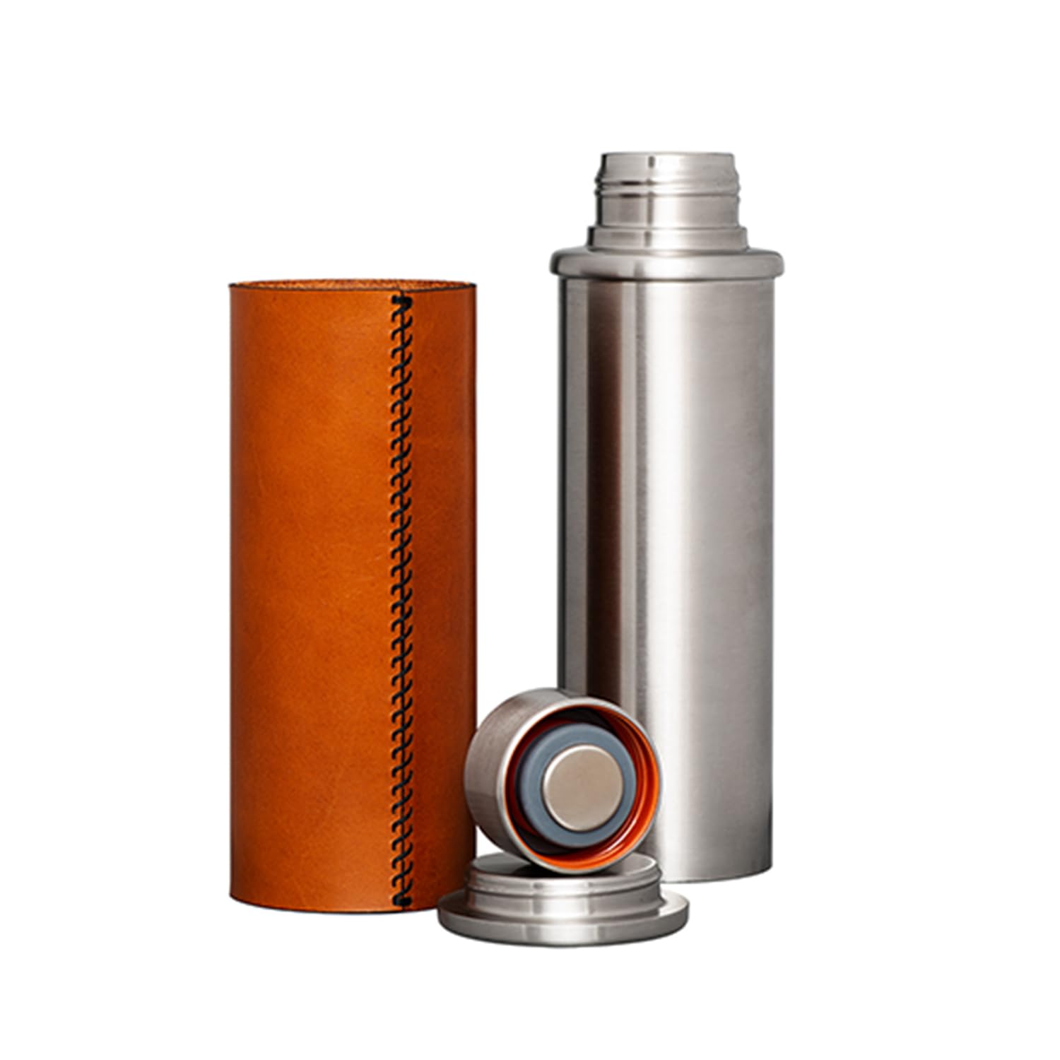 JArv Helags Vacuum Insulated Stainless Steel Bottle (20 Oz) With Removable Leather Grip