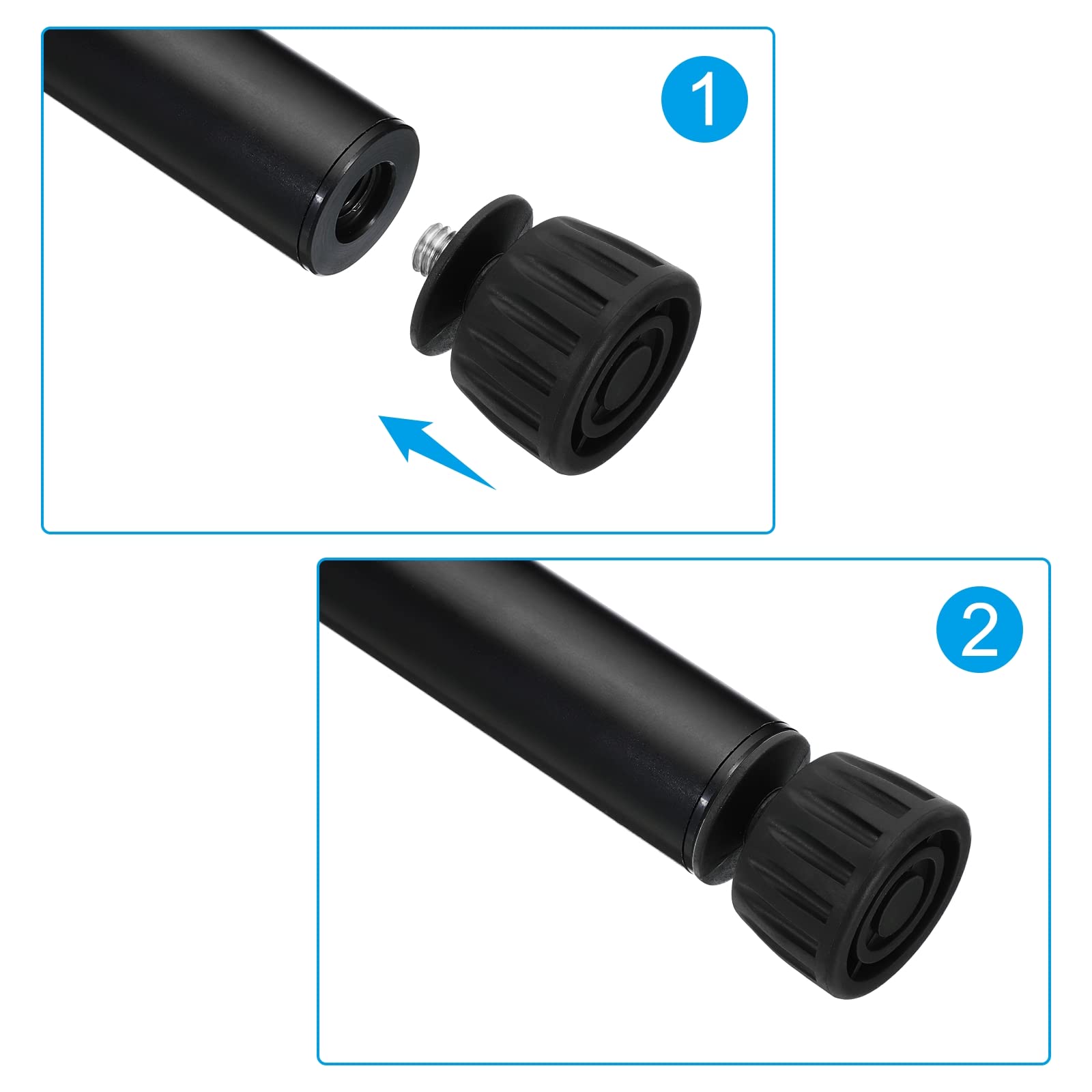 Patikil Universal 1/4" 3/8" Rubber Tripod Feet, Anti-Slip Tripod Replacement Parts 360 Degree Rotation For Camera Tripods Monopod, Black