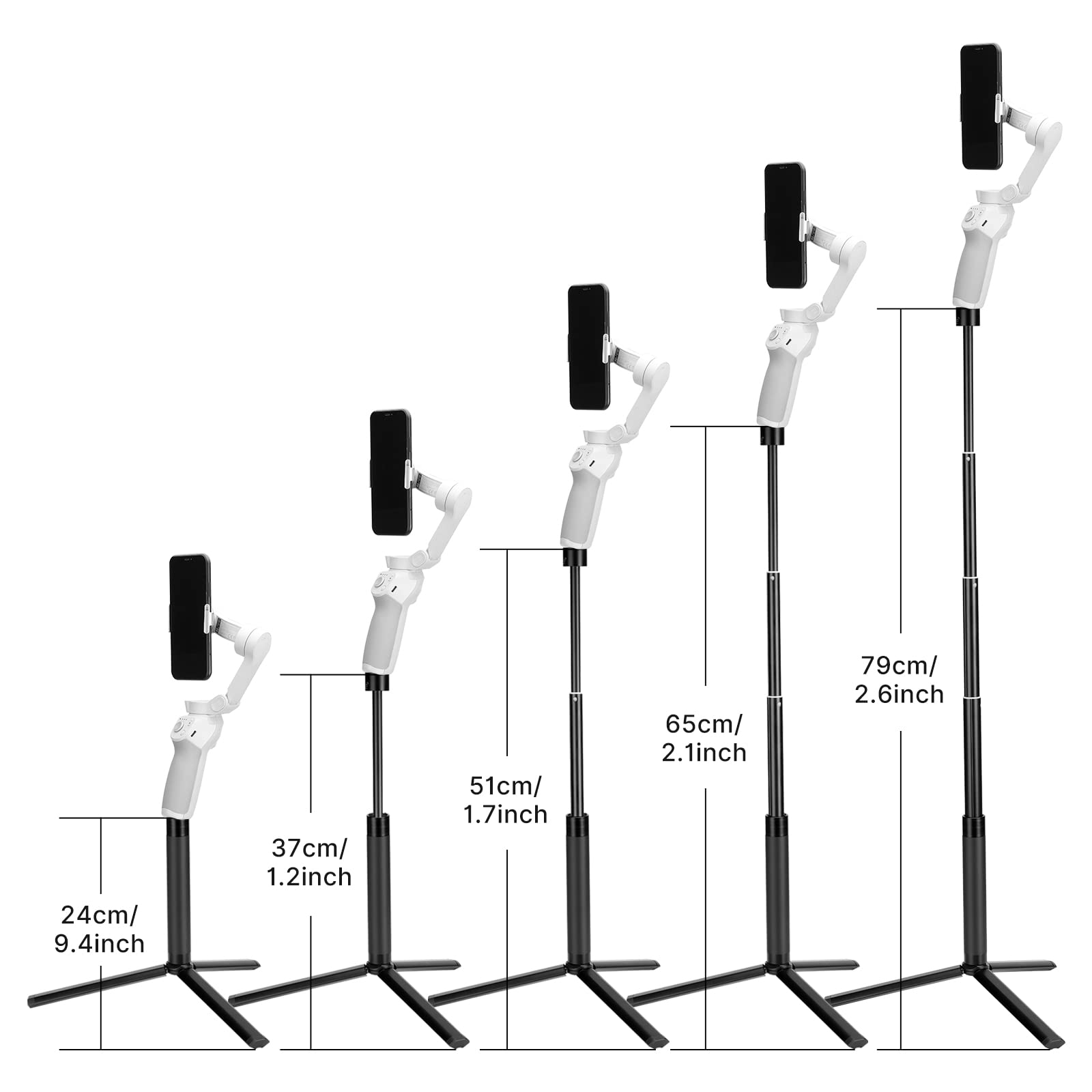 Yiliwit 29Inch Extension Selfie Tripod Mount Kit For Dji Moza Zhiyun Smartphone Gimbal Stabilizer For Iphone 16 15 14 13 12 Pro Max, Extendable Selfie Stick Foldable Pole Photography Setup