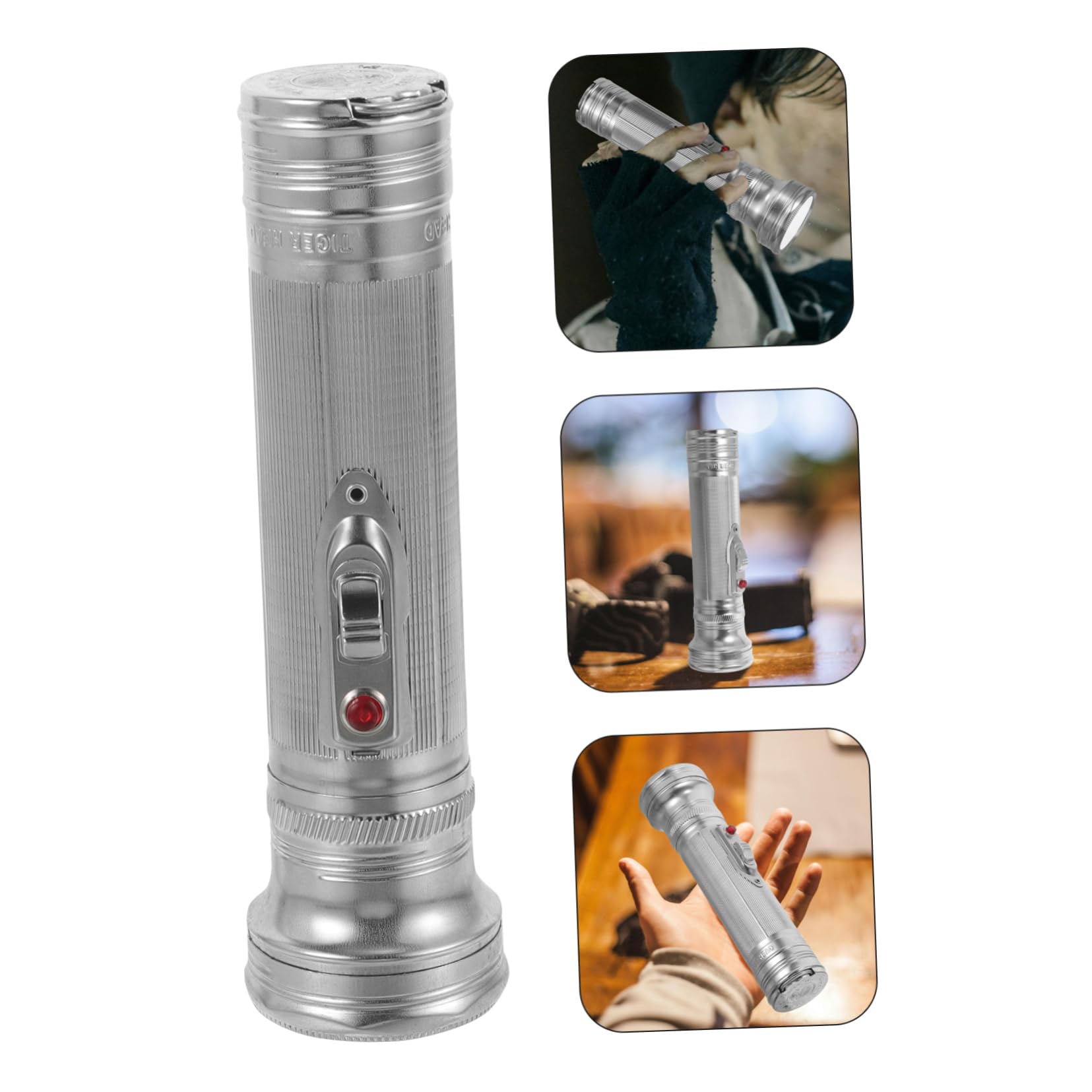 Rorpoir Vintage Metal Flashlight Portable Outdoor Lighting Old-Fashioned Design For Camping Retro Flashlight Prop For Outdoor Use