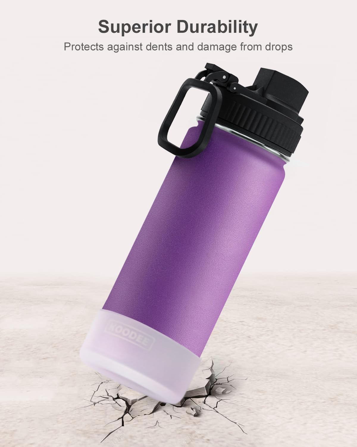 Koodee Water Bottle 16 Oz Stainless Steel Double Wall Vacuum Insulated Water Bottle For Kids School