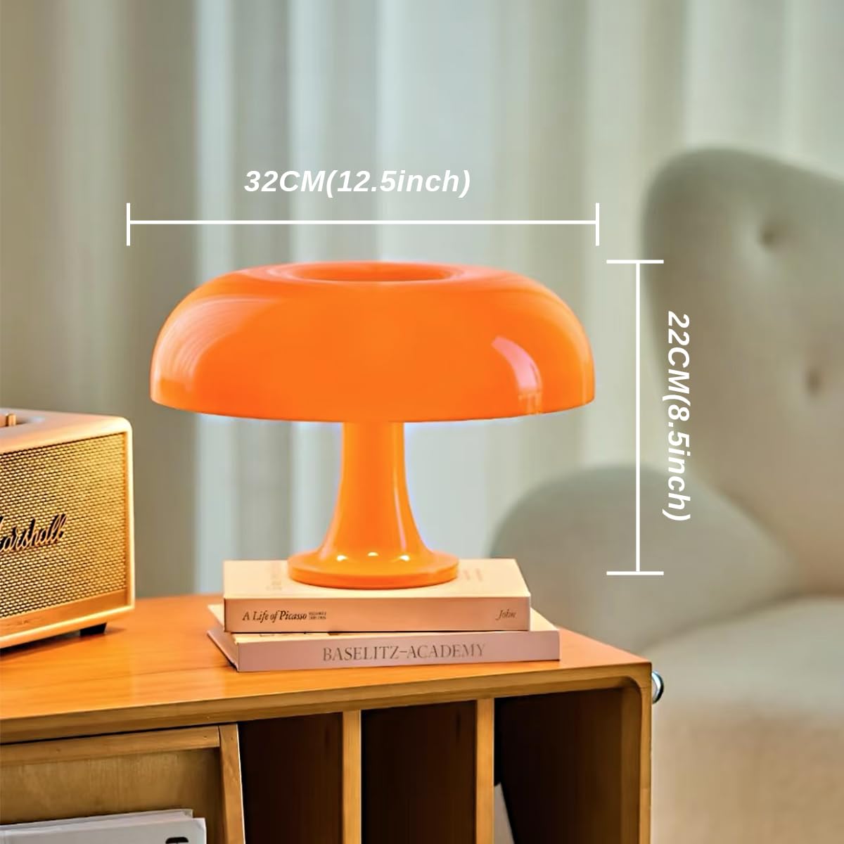 Fjkyczo Orange Mushroom Lamp,Mushroom Table Lamp,Retro Lamp,Orange Table Lamp,Suitable For Living Room, Office, Room, Bedroom