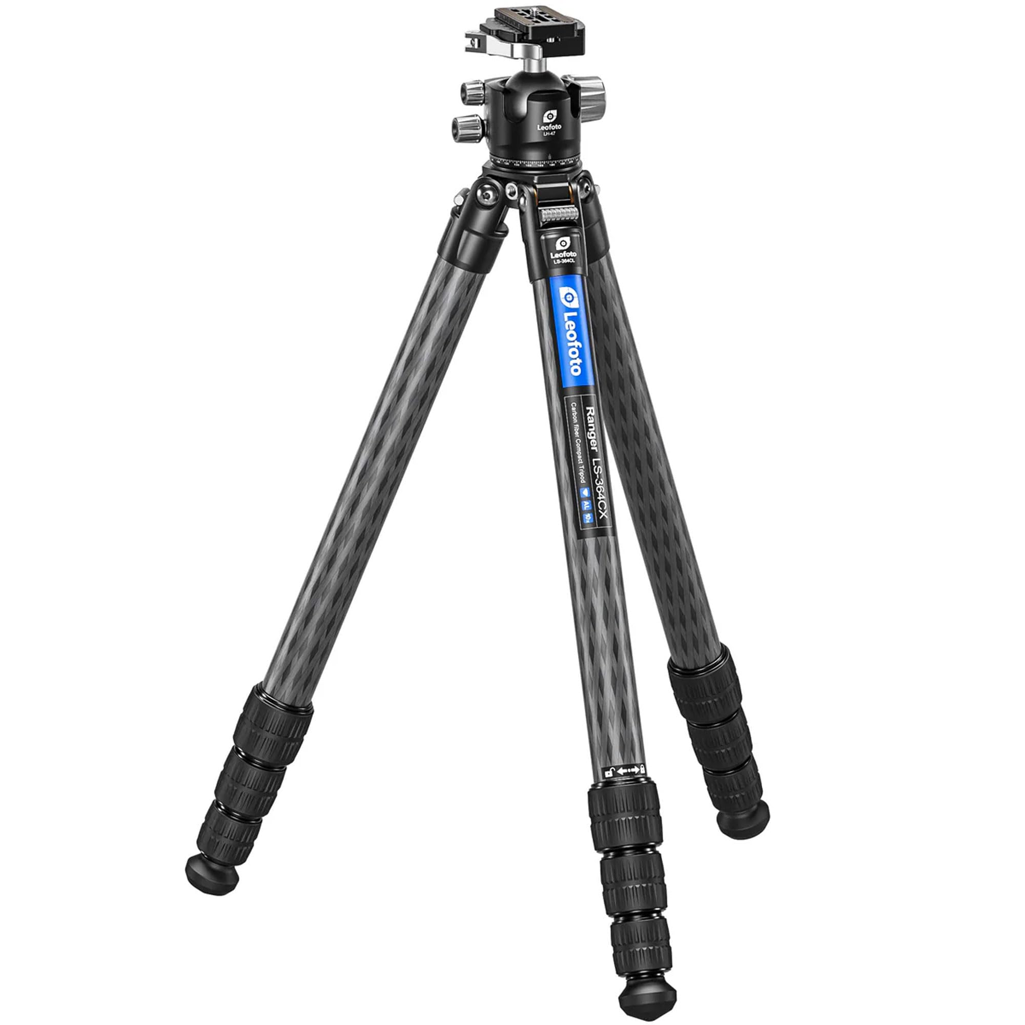 Leofoto Professional Camera Tripod, 62" Compact Carbon Fiber Tripod For Dslr Video Camcorder, 4 Leg Sections, 360° Ball Head, Max Load 25Kg/55Lb (Ls-364Cx+Lh-47Lr)
