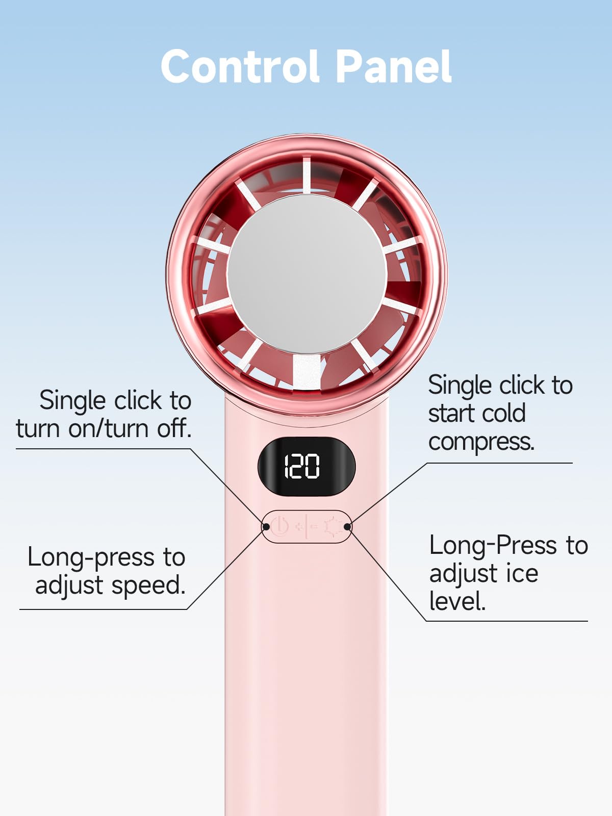 Portable Handheld Fan With Ice Cooling Pad, Speed(1-120) Adjustable Turbo Mini Fans, 4500Mah Battery