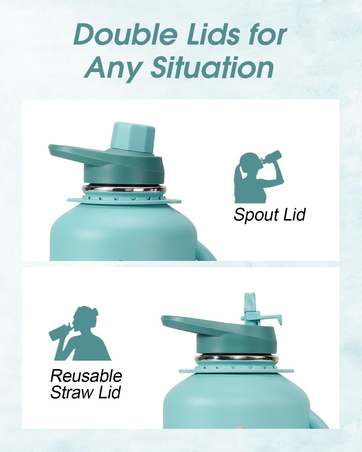 Coolflask Half Gallon Water Bottle Insulated, 64 Oz Insulated Stainless Steel Water Jug