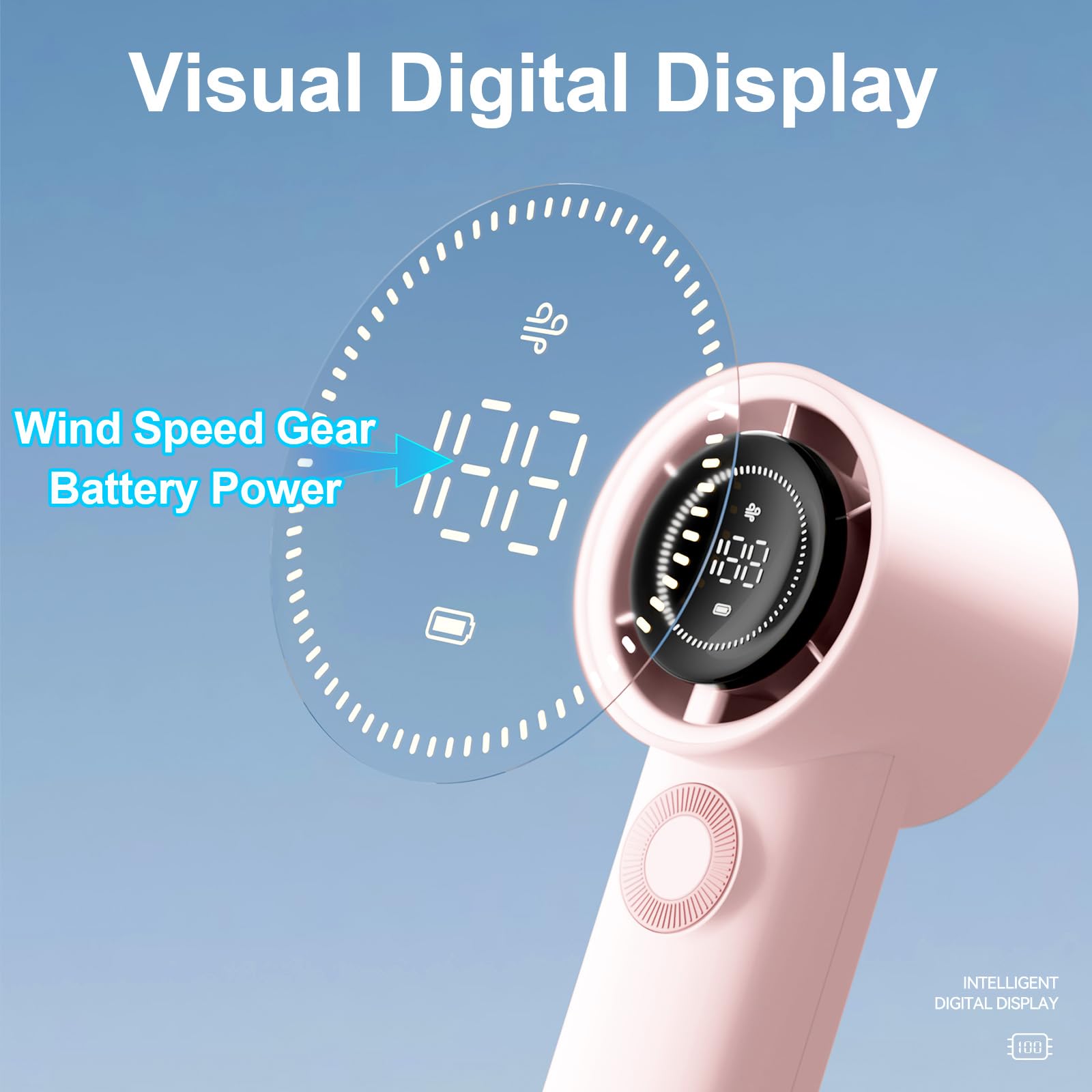 Portable Handheld Turbo Fan With 3600Mah Usb Rechargeable Battery, 100-Speeds, 26H Max Cooling Time