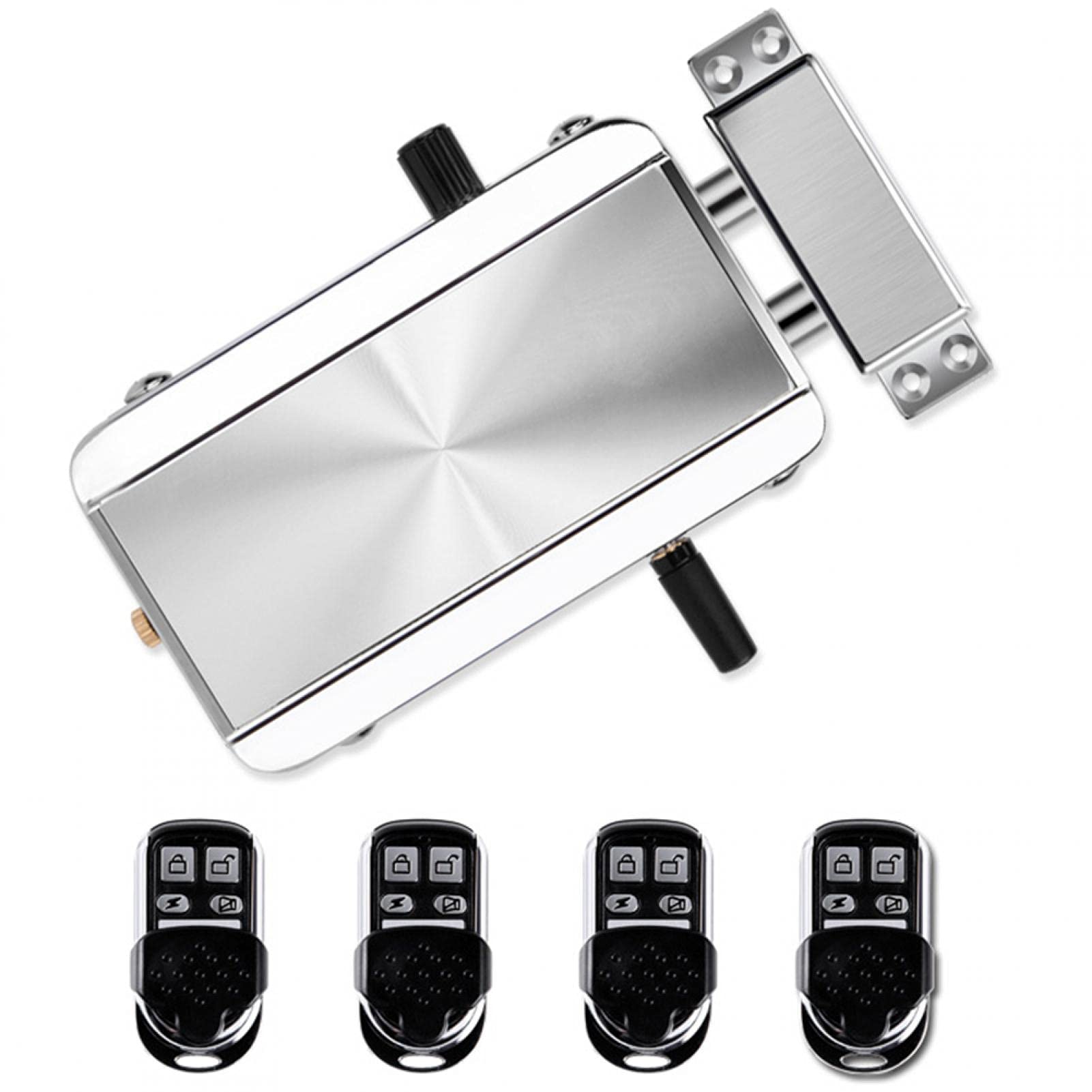 Faddare Electronic Intelligent Door Lock Kit, Home Door Lock Kit With 4 Remote Control, Smart Wireless Anti-Theft Home Security Keyless Deadbolt Access Control System For Home Hotel Apartment(Silver)