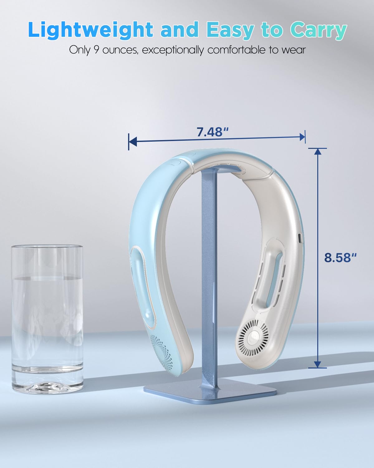 Neck Fan, Hands Free Bladeless Neck Fans Portable Rechargeable, 360° Cooling Neck Fan, 4 Speeds