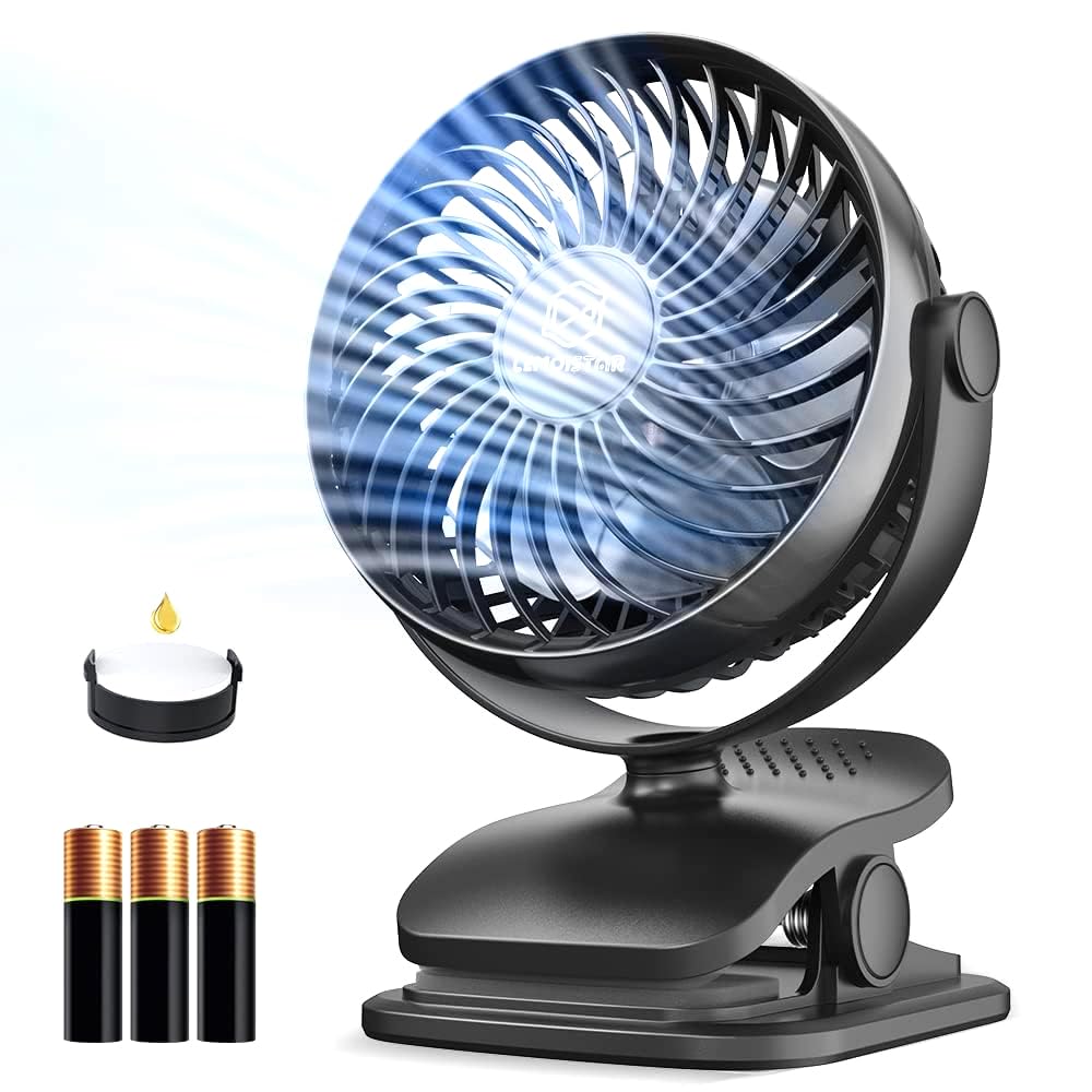Shinebella Battery Operated Clip-On Aa Fan With 4 Speeds, 5-Inch Small Personal Fans For Dorm - Koospark