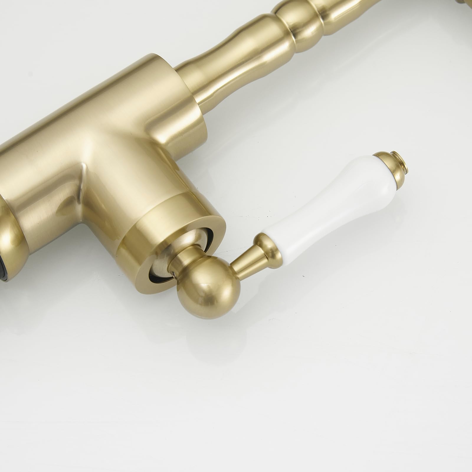 Bathfinesse Gold Kitchen Faucet With Long Curve Spout 360 Swivel, Deck Mount Single Handle Single Hole, Copper Bar Sink Faucet, Mixer Tap