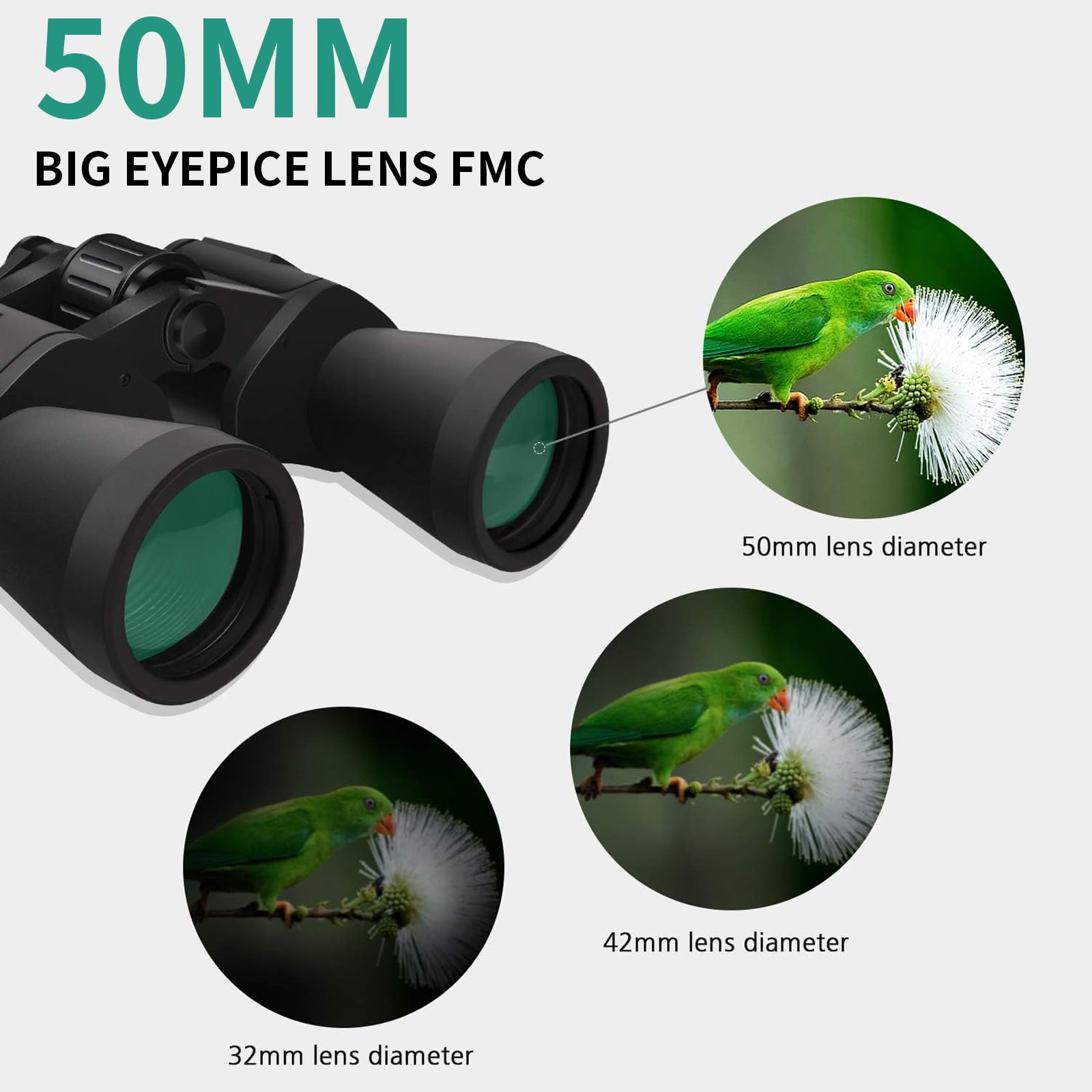 Wonerbe 20X50 Binoculars For Adults, Hd High Powered Professional Compact Binoculars For Bird Watching Travel Stargazing Concerts Outdoor Sports-Bak4 Prism Fmc Lens,Waterproof With Phone Adapter