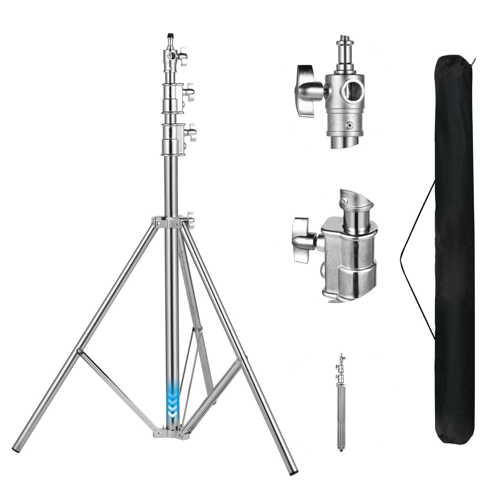 Fotols Stainless Steel Heavy Duty Photography Light Stand,9.2Ft/2.8M Air Cushioned Studio Lighting Tripod For Speedlight,Strobe,Softbox,Monolight,Reflector