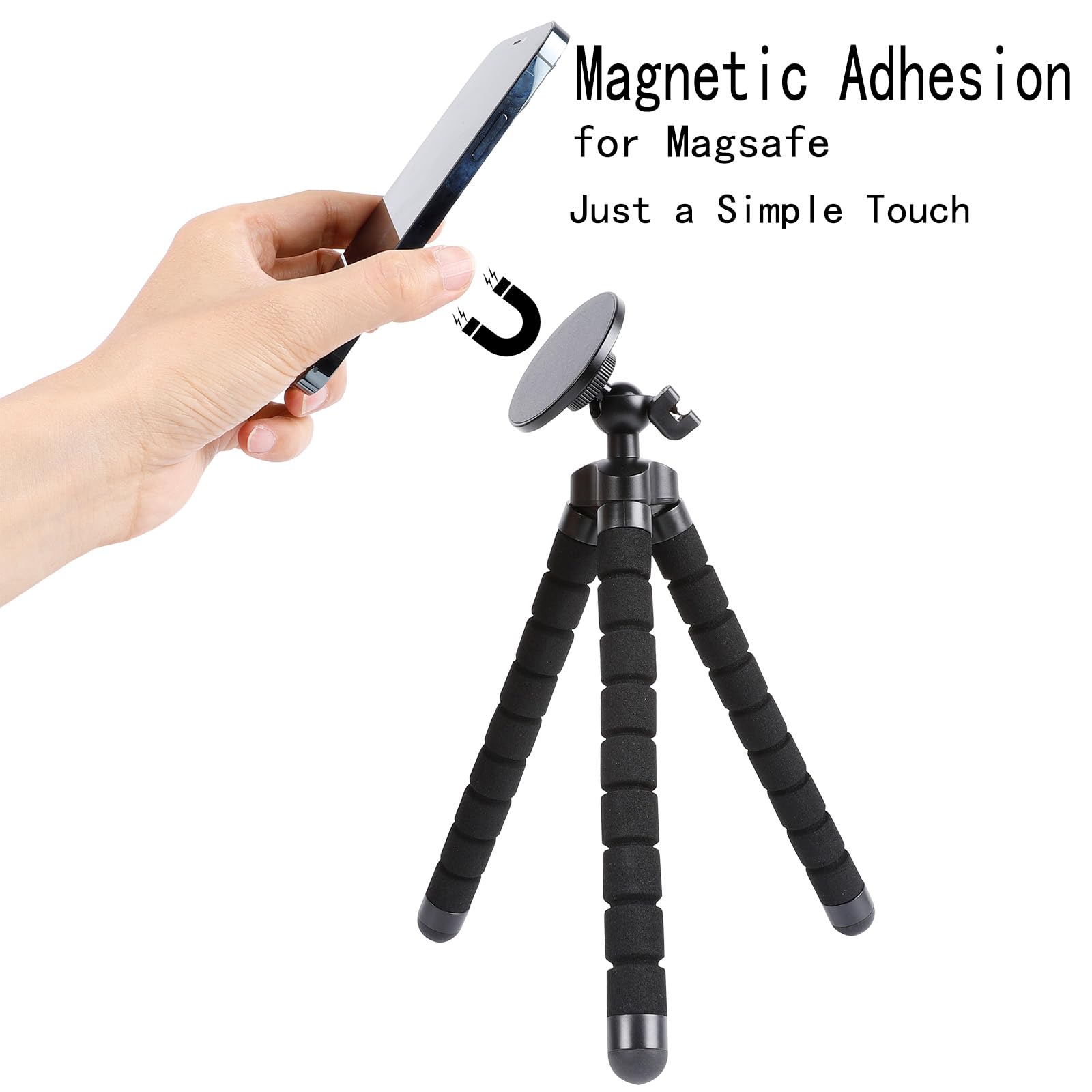 Fpn Magnetic Flexible Tripod For Iphone, Mini Bendable Tripod Stand With Wireless Remote For Magsafe, Compatible With Iphone 16 15 Plus Pro Max 14 13 12 Series