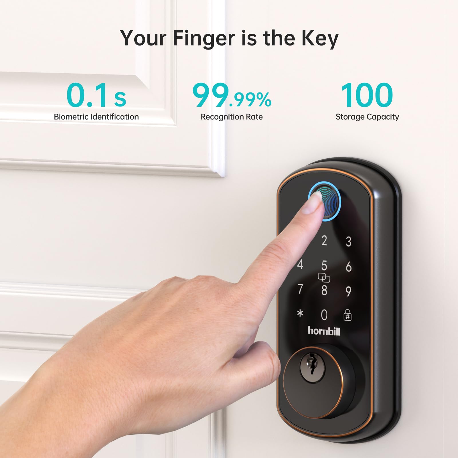 Hornbill Smart Front Door Lock Set: Wifi Keyless Entry Door Lock Deadbolt With Handle Set With 2 Knobs Alexa Bluetooth Remote Code For Home Oil Rubbed Bronze