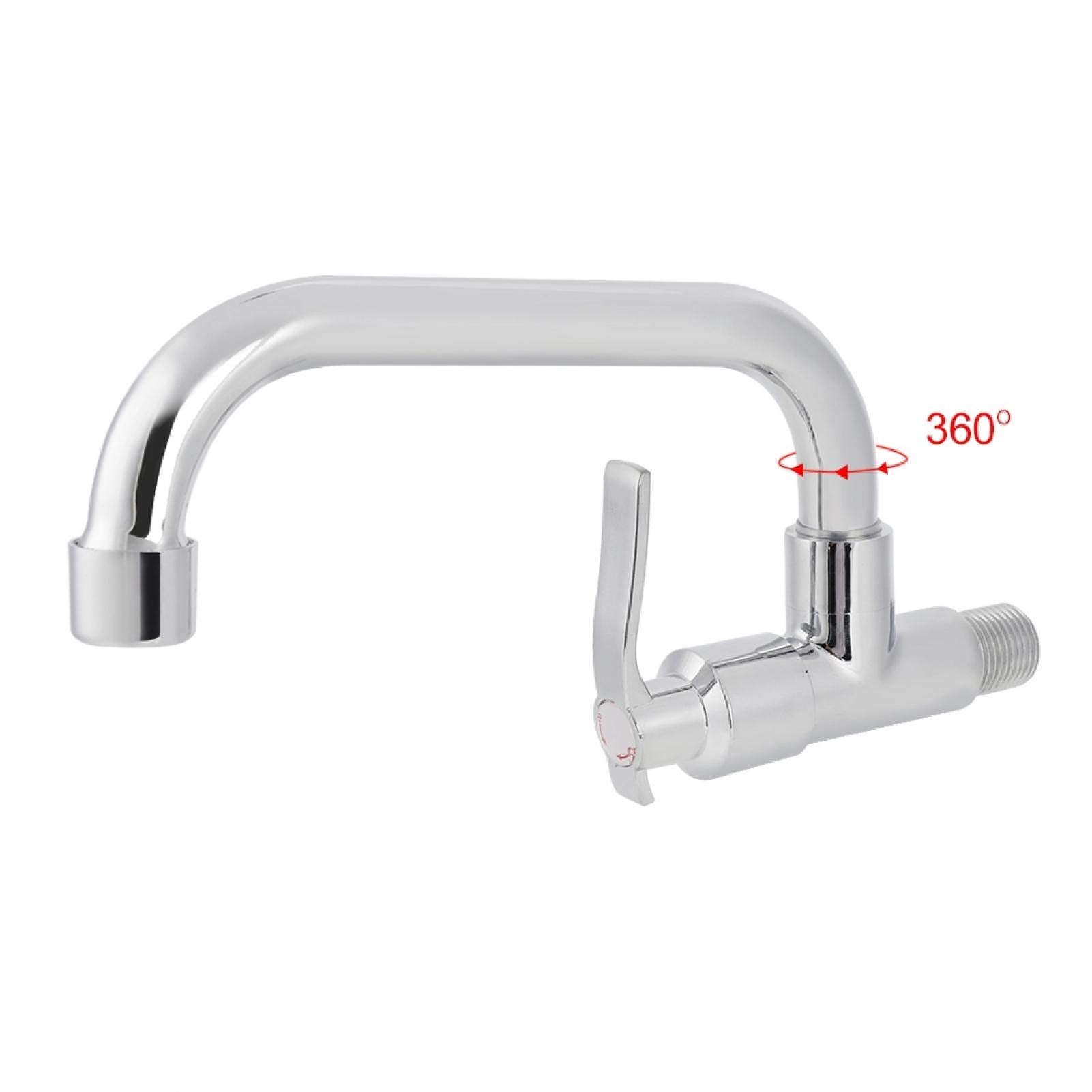 Marvellous 1/2 Single Cold Water Tap, Kitchen Faucet Wall Mounted Kitchen Sink Faucet Single Cold Water Brass Body And Stainless Steel Tube Tap Sink Water Faucet (Lq-3093 20Cm)