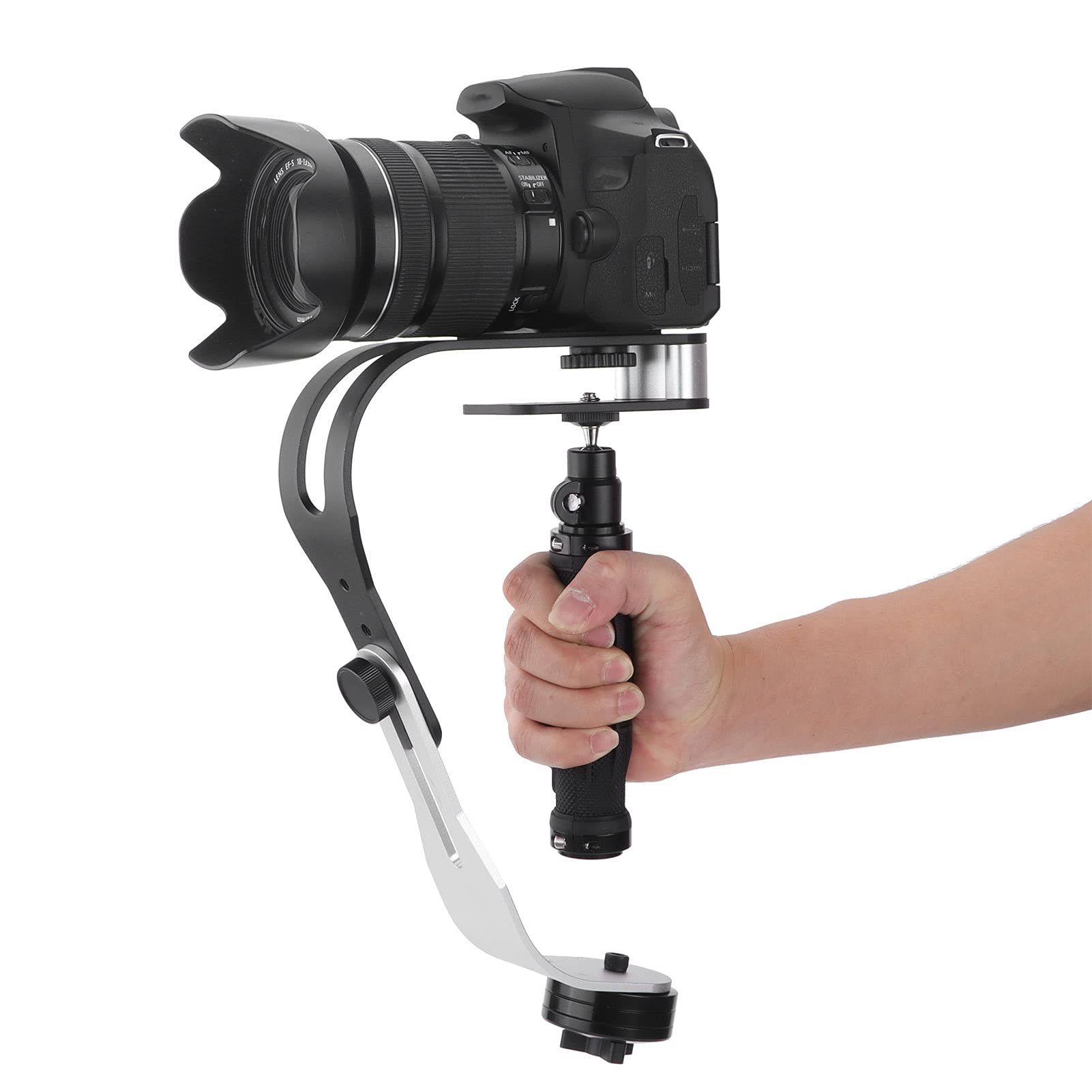 Agatige Handheld Camera Stabilizer, Aluminum Camera Stabilizer Bow Handheld Video Stabilizer With Handle Adjustable Weight For Dslr