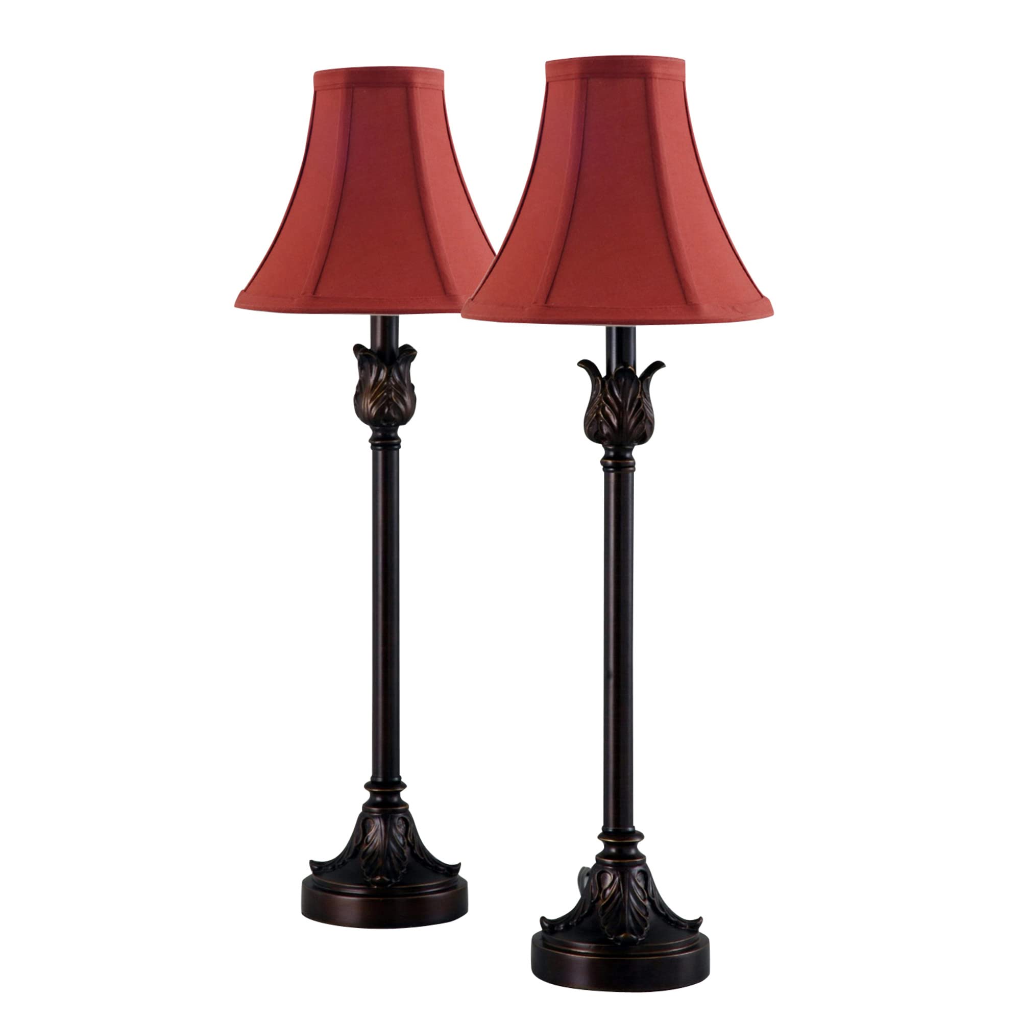 Catalina Lighting 19358-003 Brenda Buffet Table Lamps, Desk Lamp For Office, Dorm, Or Bedroom, Reading Light Nightstand Lamp, Led Bulb Not Included, 25.75", Bronze, Set Of 2