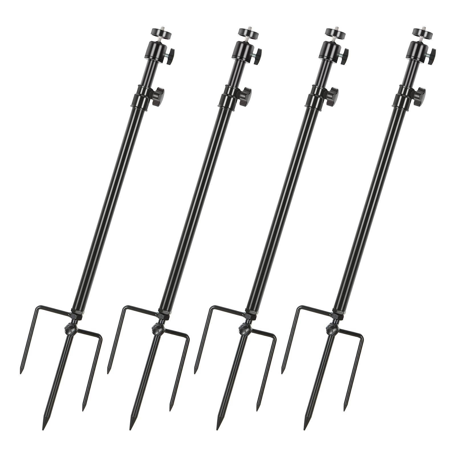 Aiuieaa 4 Pack Trail & Game Camera Mount, Game Camera Holder, Adjustable Ground Stand For Wildlife Cameras, Black Hunting Cameras Stake