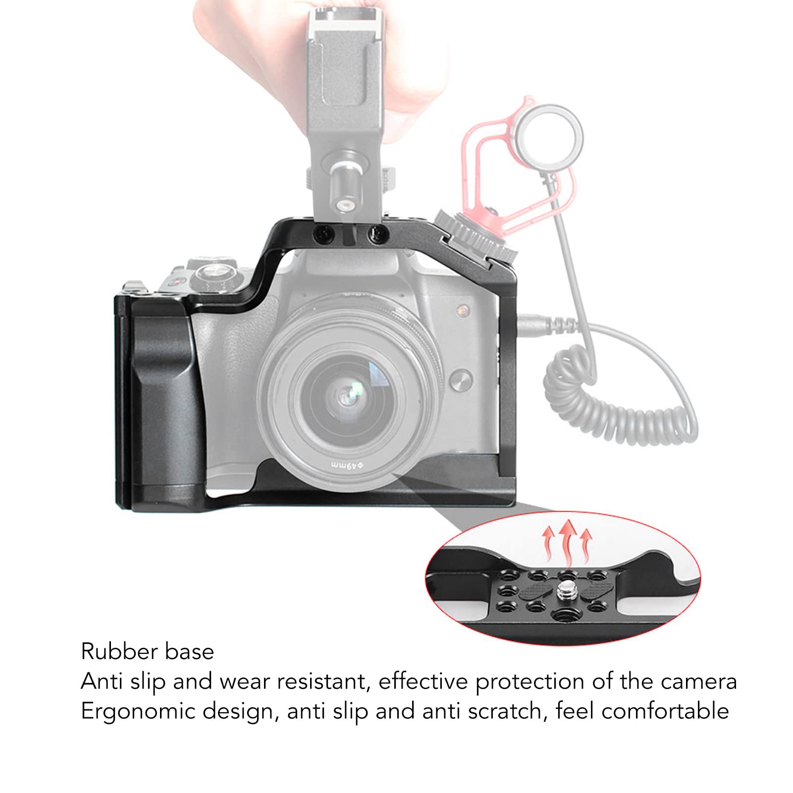 Yoidesu Camera Video Cage Film Movie Making Kit, Aluminum Alloy Camera Cage Rig, Filmmaking Stabilizer Rig Extension Frame With Cold Shoe For Arri Locating Hole For M50 M5 M50Ii Camera