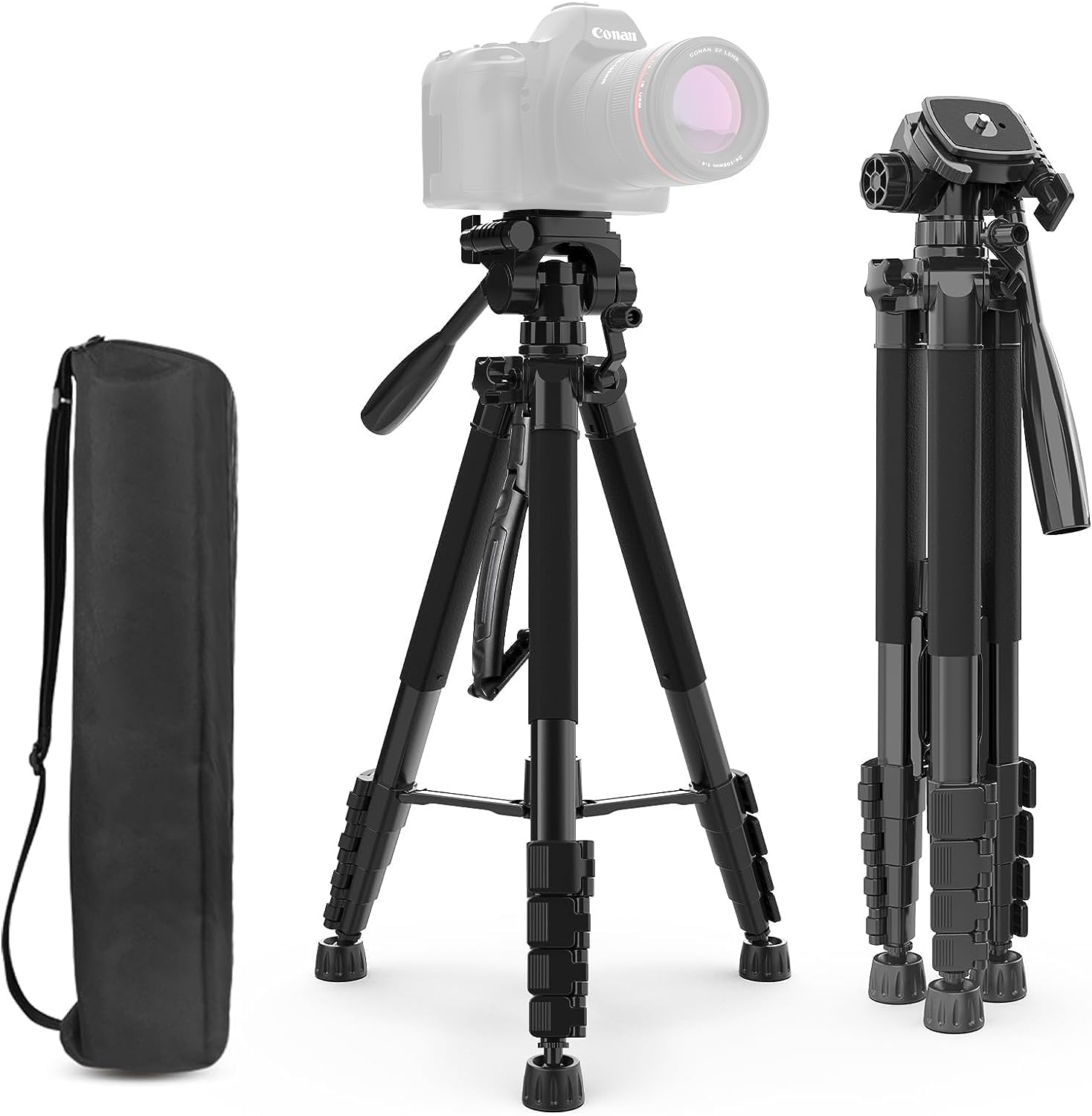 Big Mike'S Lightweight 57-Inch Tripod For Canon Cameras: Rebel T3-T7I, Eos 60D-70D, 80D, 5D Mark Iii, 6D, 7D Mark Ii, Eos-M Series