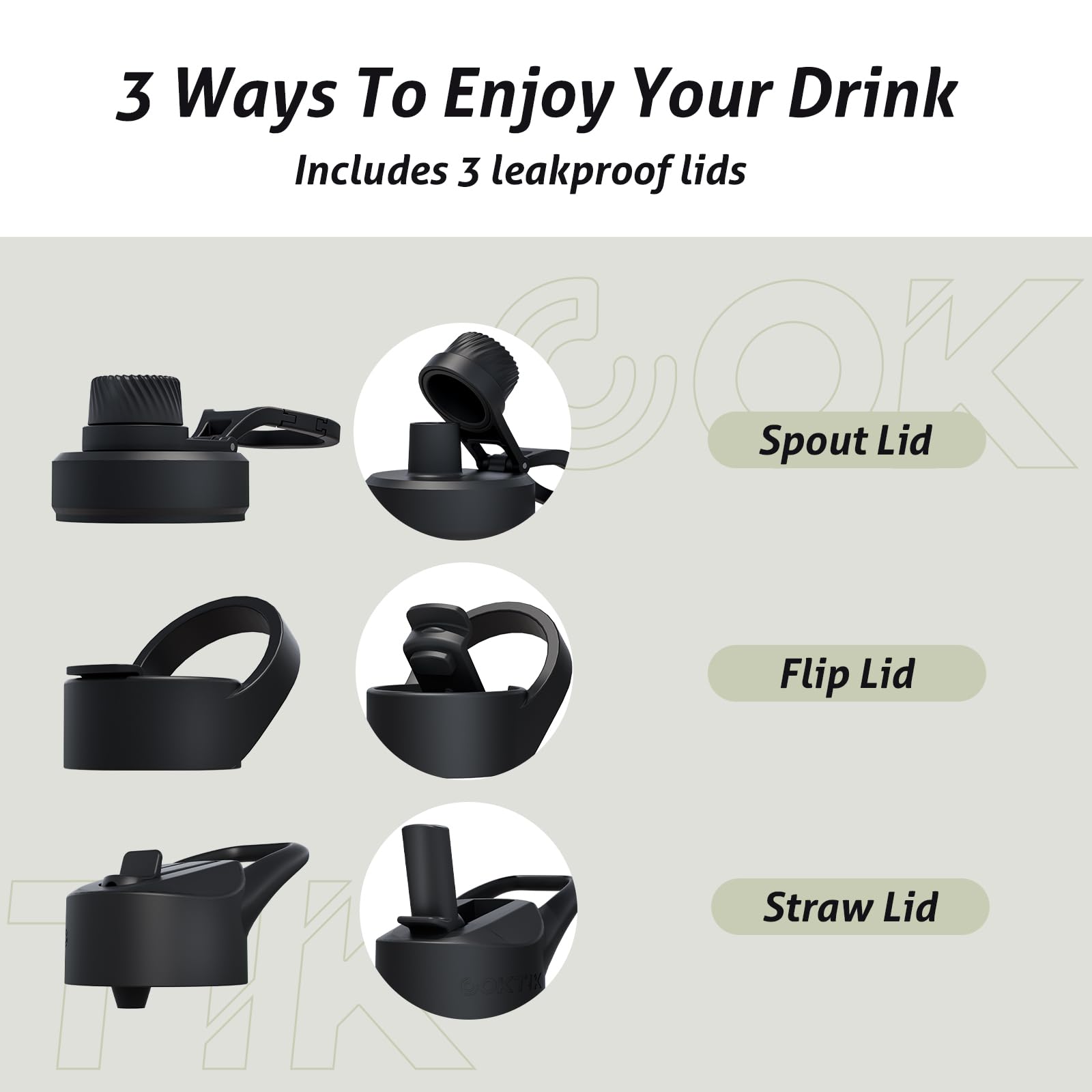 Coktik 64 Oz/Half Gallon Insulated Water Bottle Jug With Straw And Handle, Double Walled Stainless