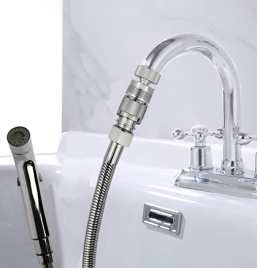 G-Sunny Quick-Connect Sink Faucet Sprayer Kit, Sink Hose Sprayer Accessories, Detachable Metal Adapter With Hand Shower,Hair Washing,Pet Cleaning,For Bathroom/Kitchen (Quick Connect Sprayer)