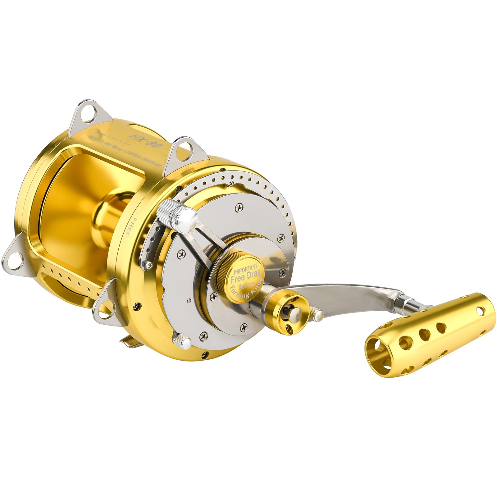Gomexus Hx Trolling Reel Surf Fishing Reel Aluminum Body Lever Drag Conventional Reel (80W-1740Yd/100Lbs)