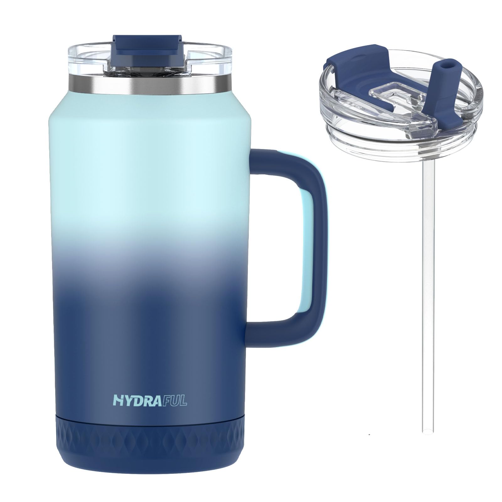 Hydraful 64 Oz Tumbler With Handle And Straw - 100% Leak-Proof - Insulated Cup Reusable Stainless