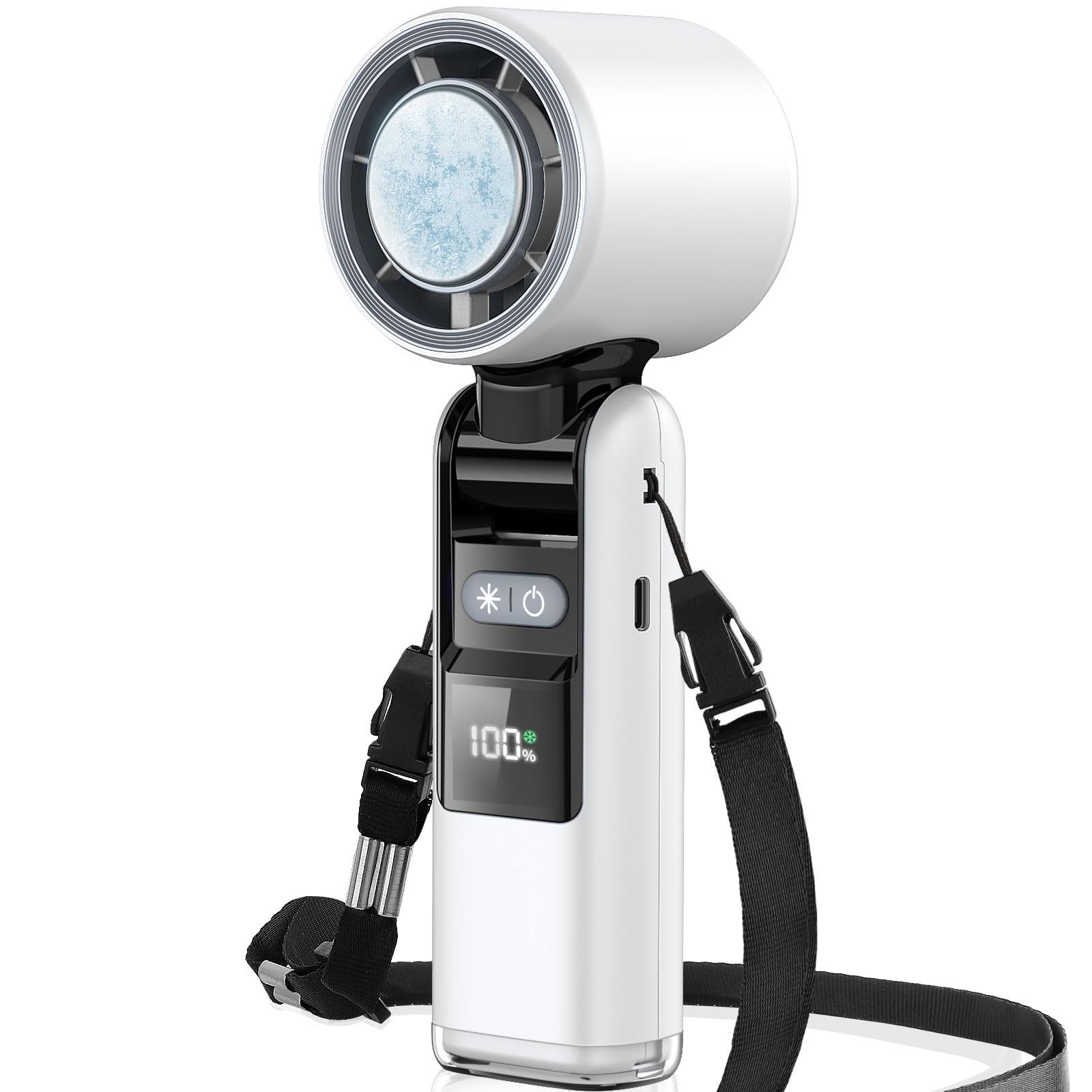 Portable Handheld Fan, 4000Mah Powerful Mini Fan With Light, 13H Max Ice Cooling Time Stepless Speed - Koospark