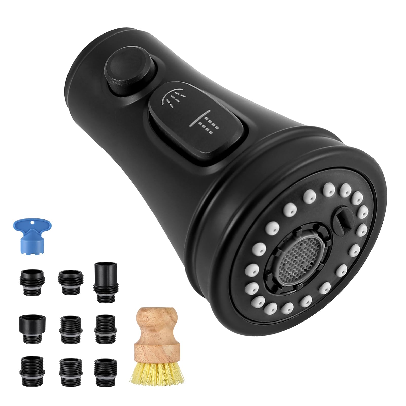 F-Yaslan Kitchen Sink Faucet Replacement Parts, 3-Function Pull Down Faucet Head Attachment, Pull Out Kitchen Faucet Spray Nozzle, Abs Material, Glossy Finish