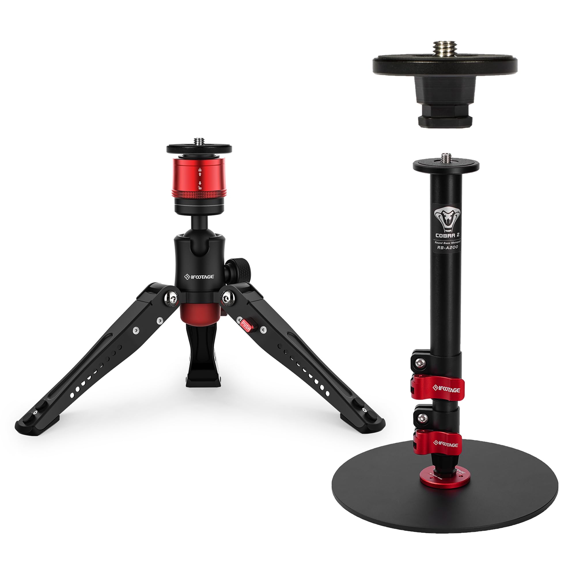 Ifootage Mini Tripod&Monopod Kit,Professional Mini Tripod For Photography,Video Monopods With Quick Release Plate For Dslr Cameras And Camcorders, Vlogging