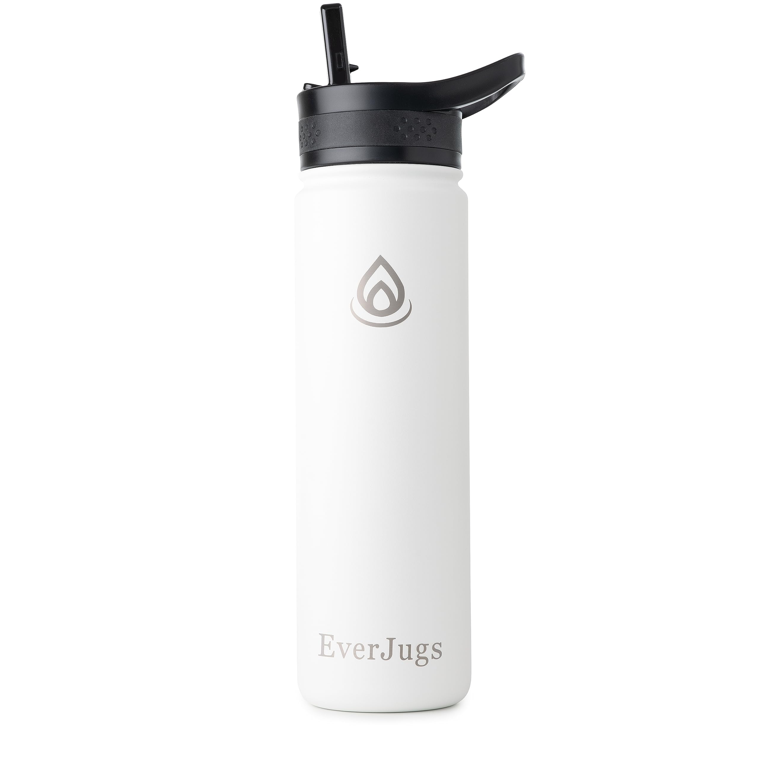 Water Bottle - 22 Oz, Wide Mouth, Premium Stainless Steel Bottle With Straw Lid, Double Walled
