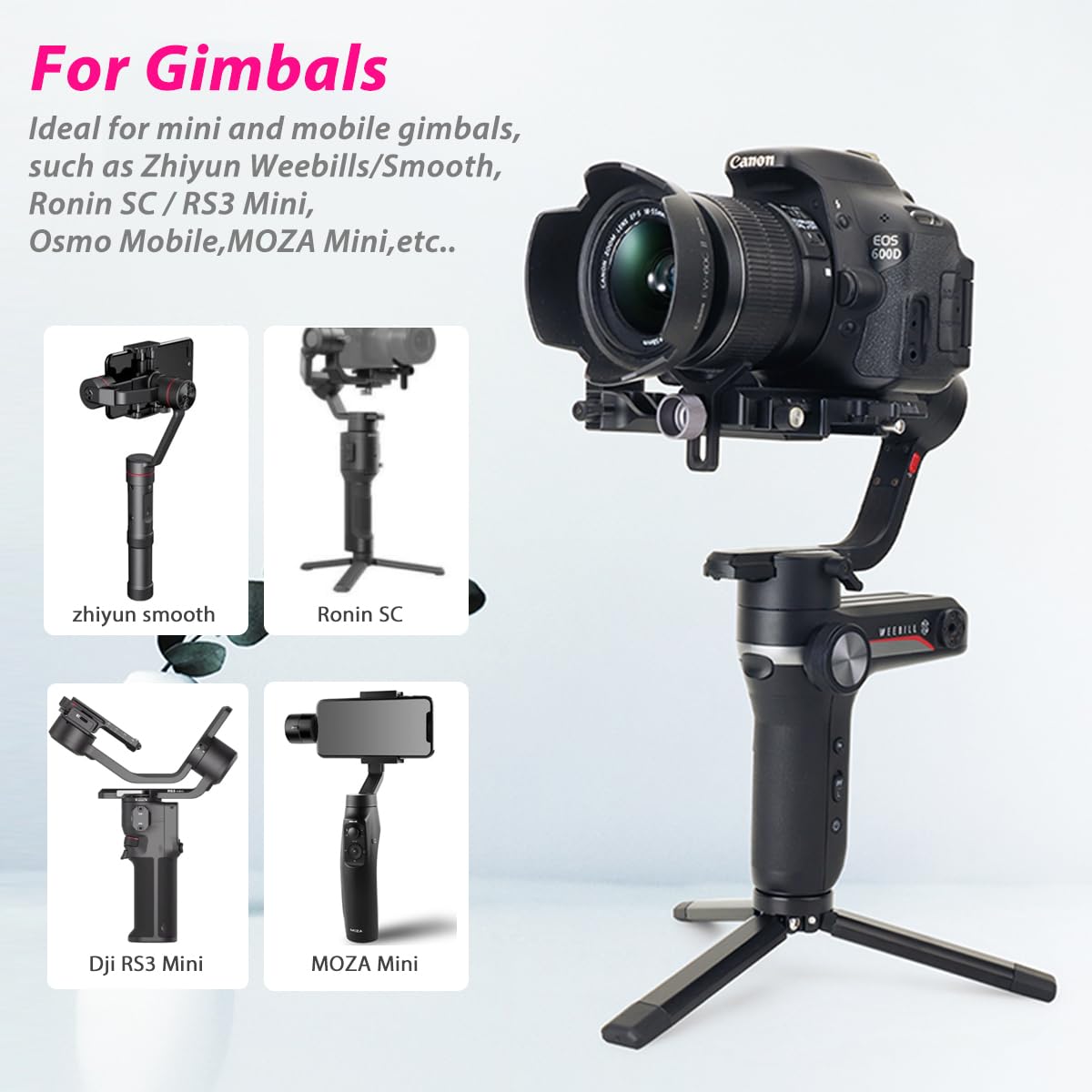 Akeipho Aluminum Mini Tripod, Desktop Tabletop Tripod Stand For Dslr Cameras, Zhiyun Smooth, Dji Ronin Sc/Rs3 Mini,Osmo Mobile,Moza Mini,Gimbal Handle Tripod (Level Fixed)