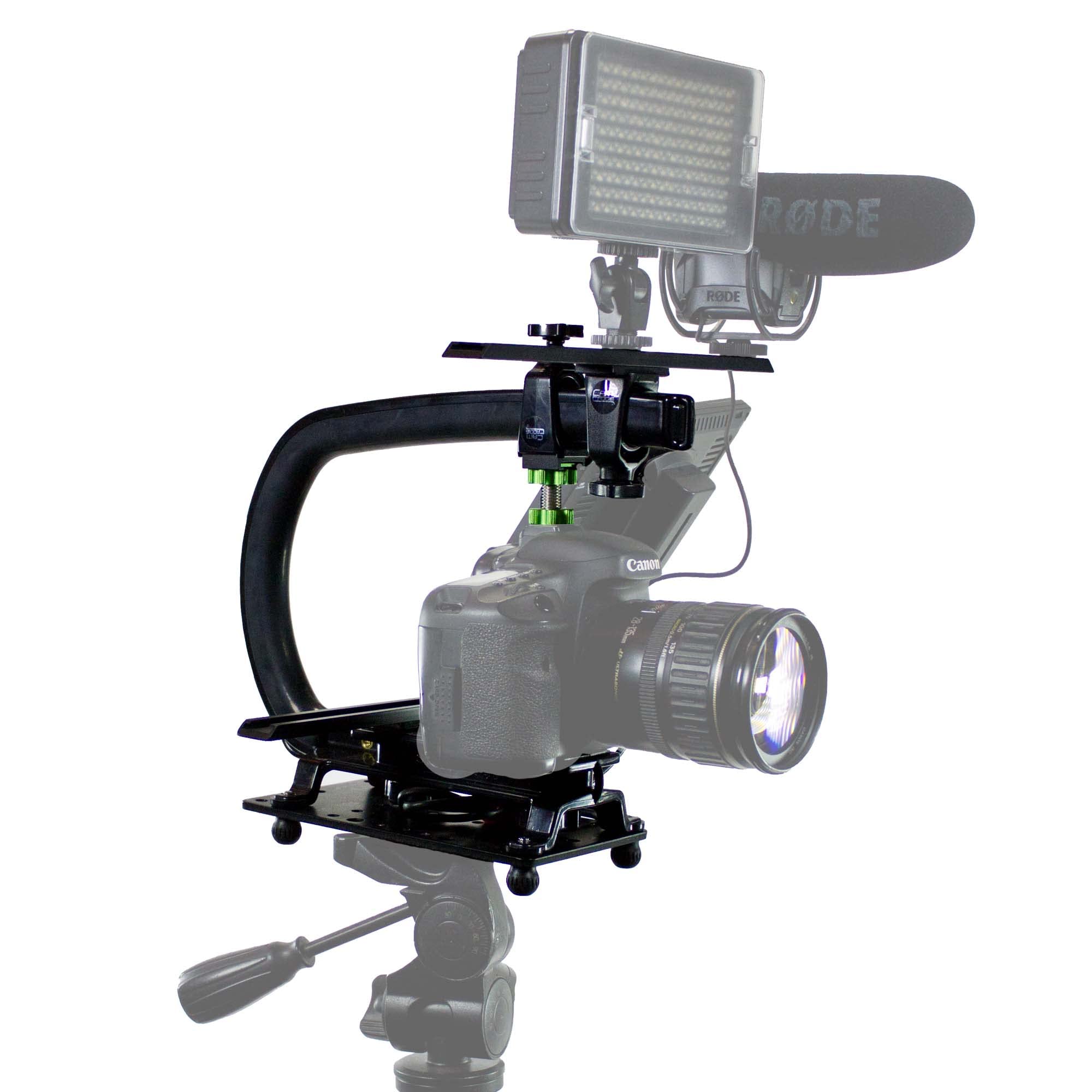 Cam Caddie Scorpion Ex Video Camera Stabilizing Handle Kit With Included Smartphone And Gopro Compatible Mounts - Professional Bundle - Black