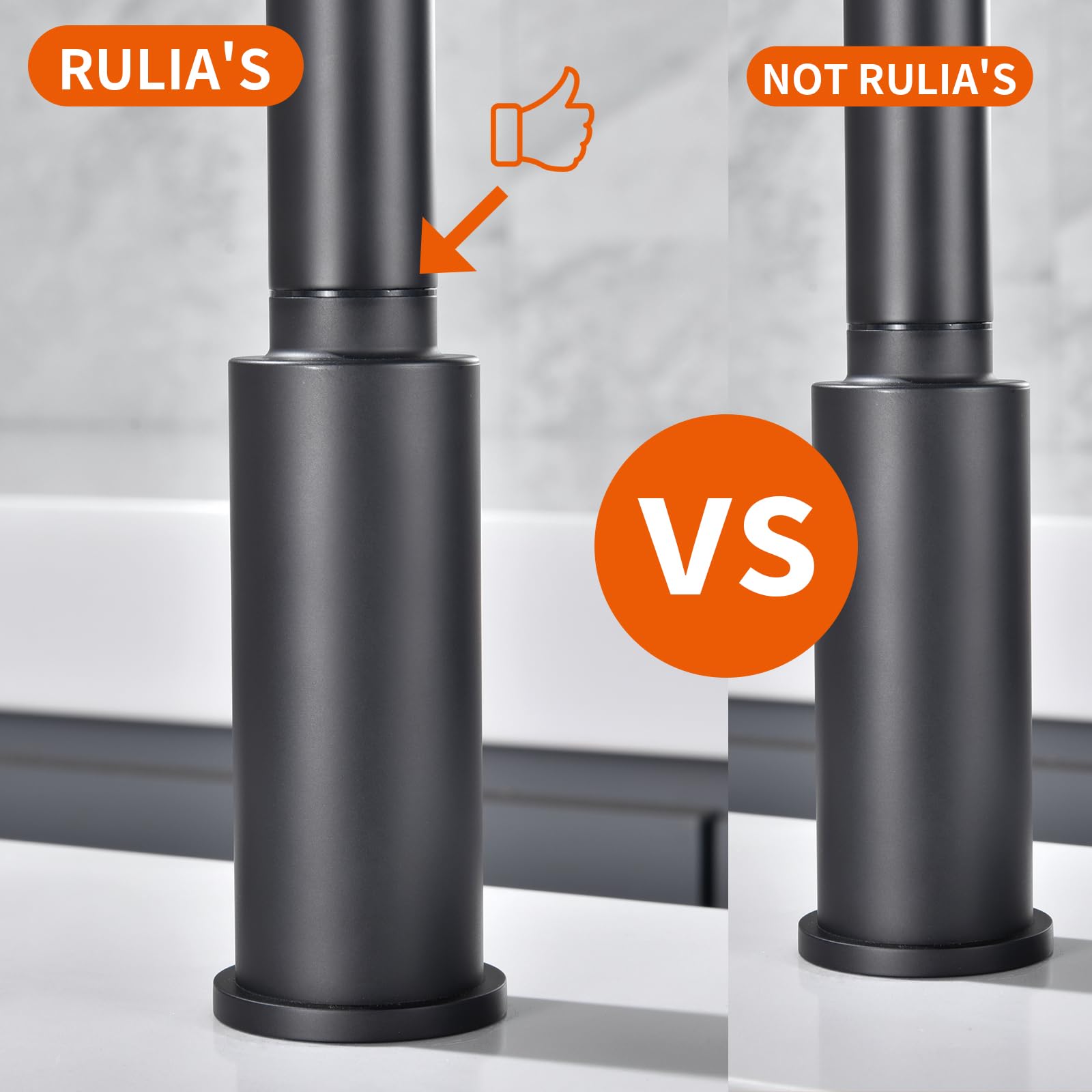 Rulia Kitchen Faucet, 2 Handles Kitchen Sink Faucet, 3 Holes Sink Faucet, Pull Down Kitchen Faucets, Bar Kitchen Faucet, Matte Black, Stainless Steel, Rb1064