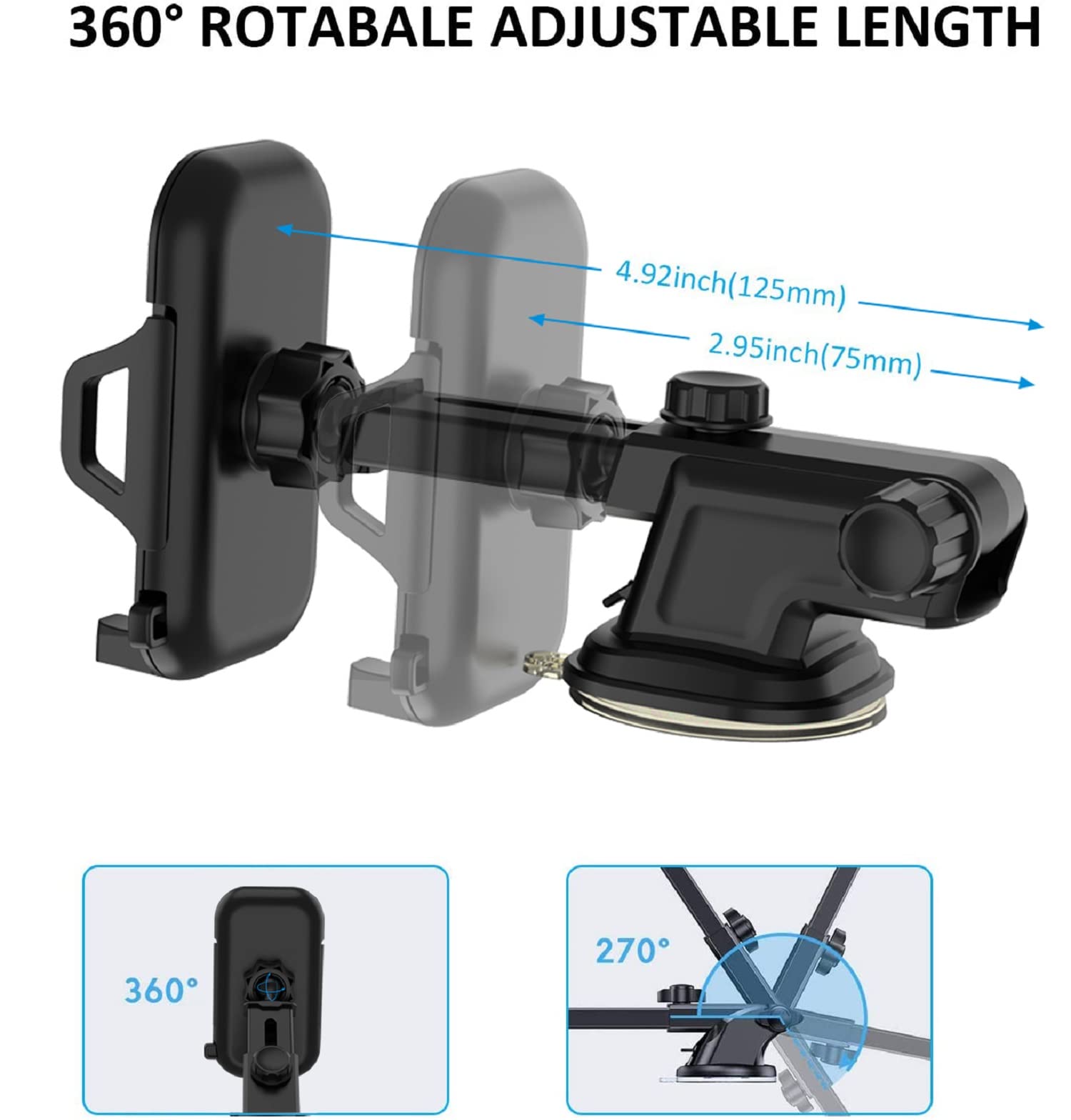 Xiqutoa Car Phone Holder Mount Dashboard/Air Vent/Windshield For Moto Motorola G Power   /G Pure/G 5G/Edge /One 5G Ace/G7 Z4 Z3/E 2020 E6,Lg Velvet Wing,K92 K51 Q70,Stylo 6 5,V60 G8 G8X V40 Thinq