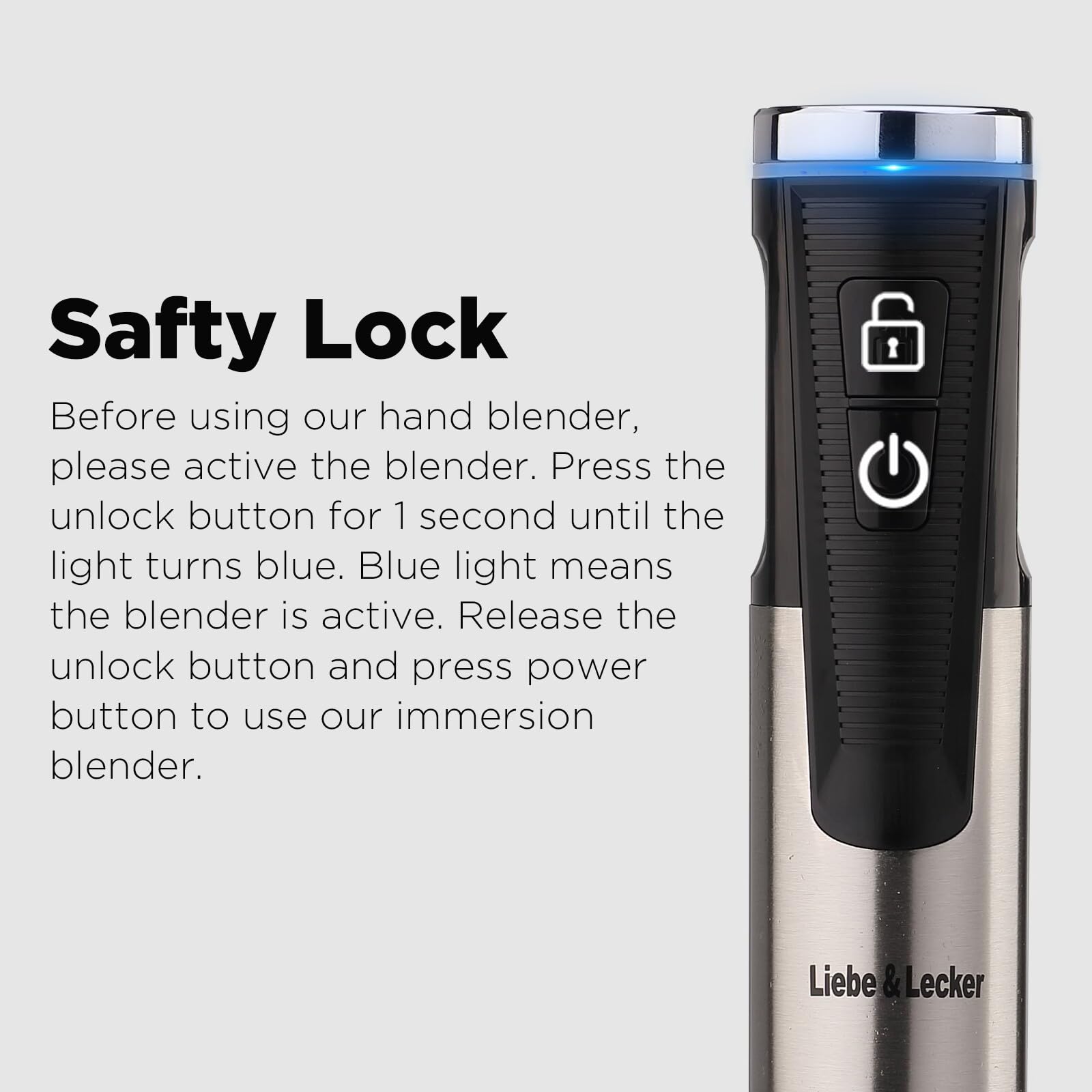 Liebe&Lecker Cordless Hand Blender, Immersion Blender Handheld Usb Rechargeable 8 Variable Speeds With Whisk, Milk Frother Attachments, Portable Stick Mixed For Milkshakes, Smoothies & Soups.