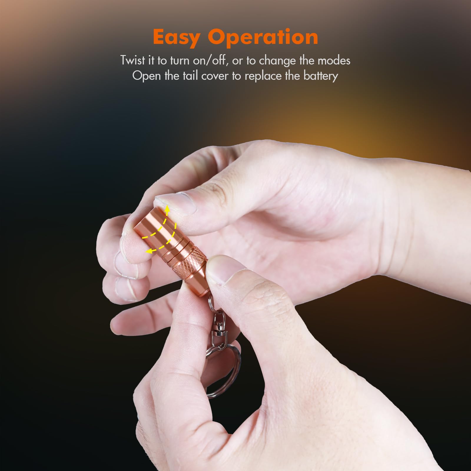 Brinyte M18 Copper Mini Keychain Flashlight Micro-Usb Rechargeable Key Chain Light 110 Lumen Tiny Pocket Flashlight Slim Mini Edc Light For Everyday Carry Camping Dog Walking Emergency