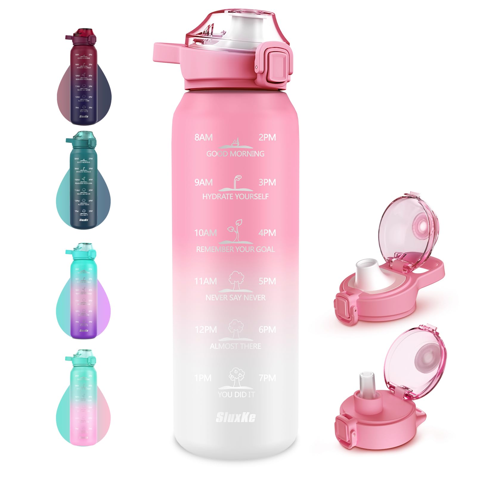 Insulated Water Bottle 32Oz With 2Lids,18/10 Stainless Steel 1000Ml Insulated Water Bottle Double