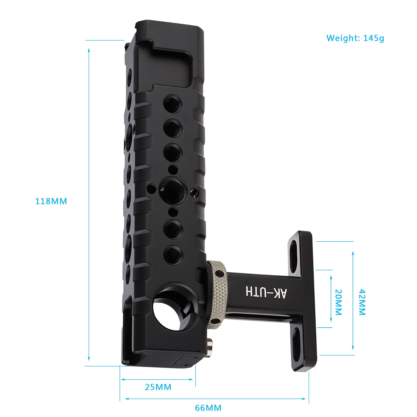 Akirood Universal Top Handle Grip,Adjustable Camera Handle,Side Handle Gripvideo Stabilizing Rig For Microphone, Led Light, Monitor, Easy Low Angle Shots