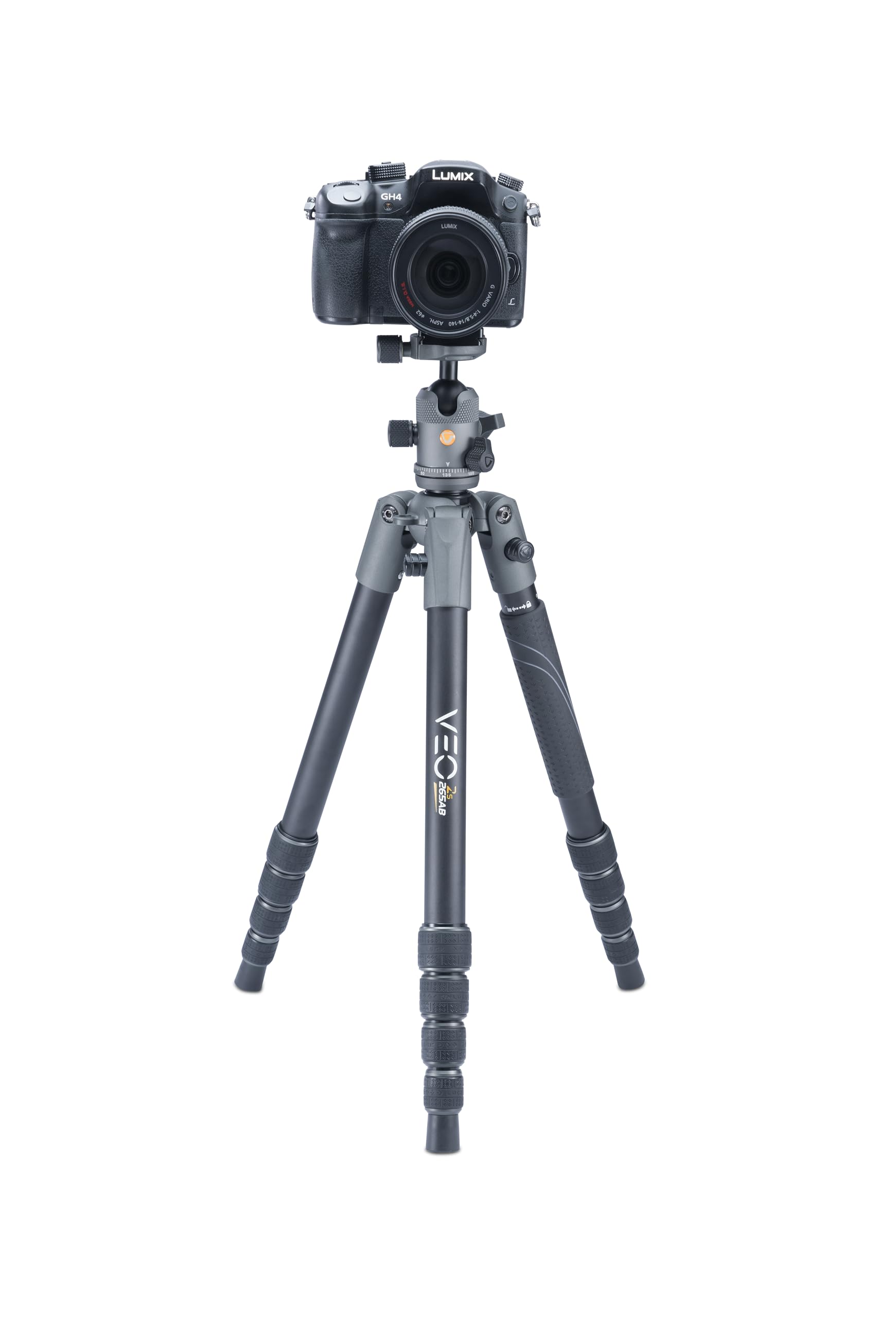 Vanguard Veo2S265Ab Aluminum Travel Tripod With Ball Head, Monopod Option, Smart Phone Holder, Spiked Feet, And Tripod Bag