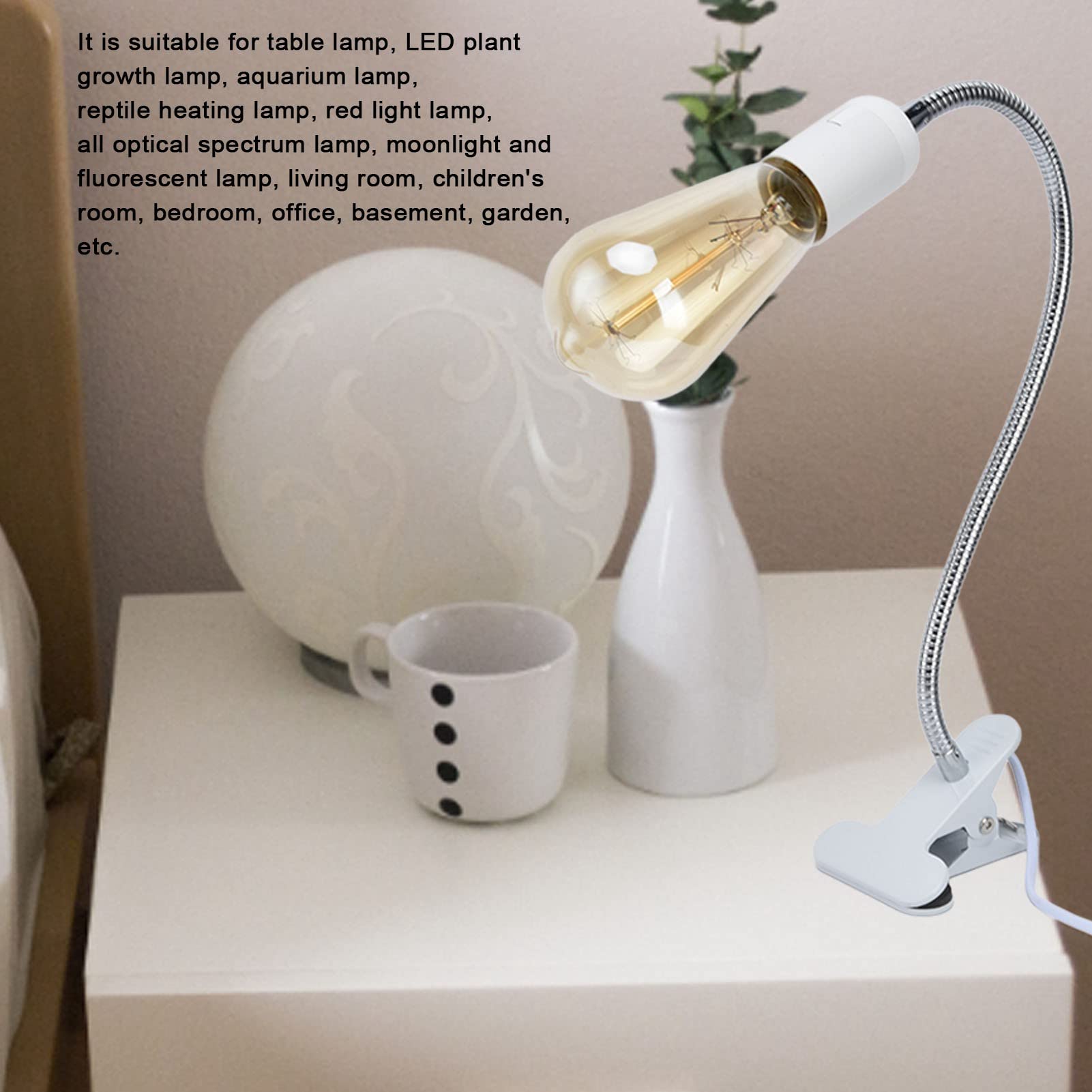 Shanrya Book Lamp Holder, 360 Degree Adjustable Wear-Resistant E27 / E26 Table Lamp Holder For Plant Growth Lamps For Table Lamps U.S. Regulations