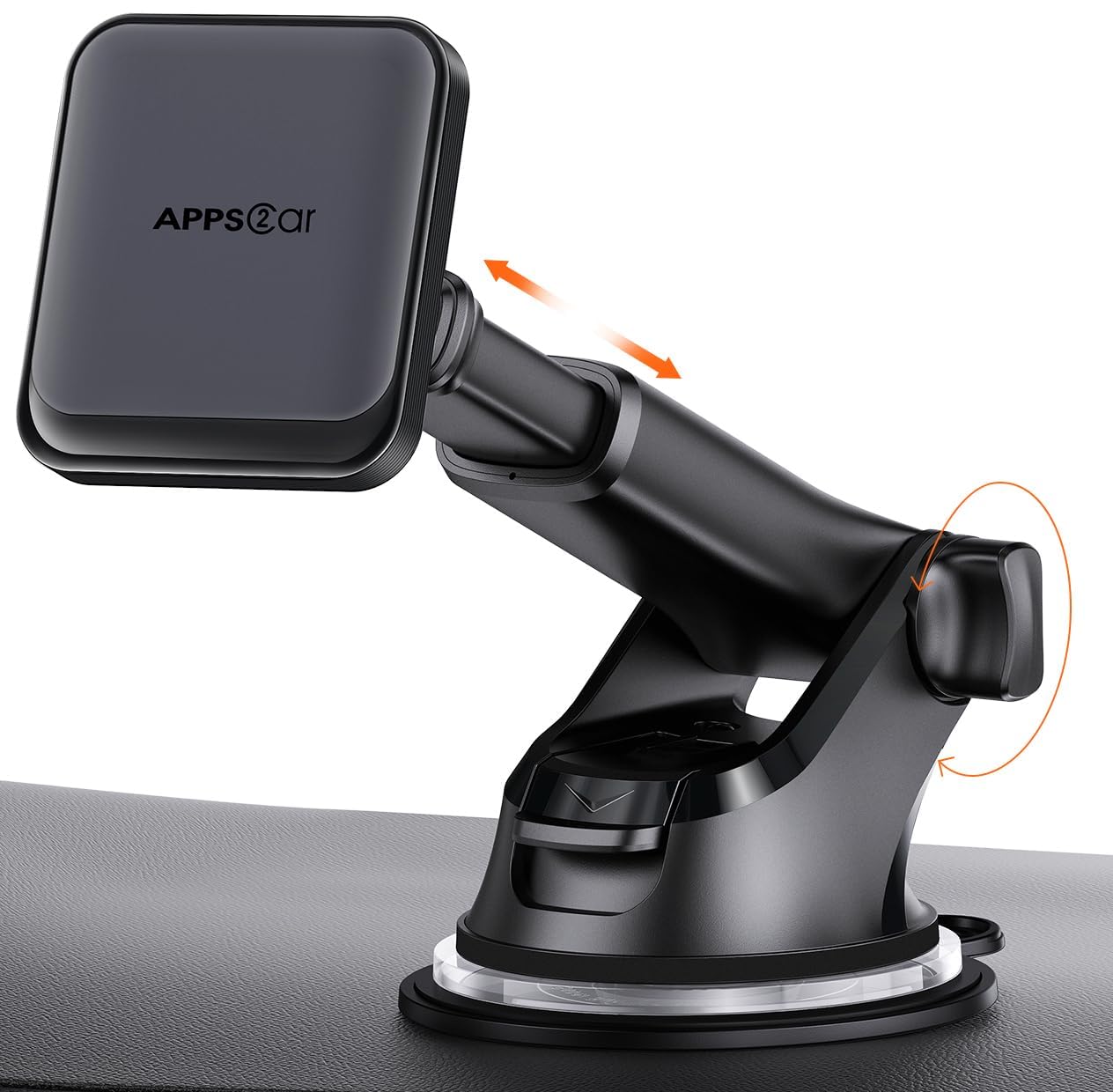 Apps2Car For Magsafe Car Mount, Magnetic Phone Holder For Car With Suction Cup, 17 Strong Magnets & Adjustable Arm, Dashboard & Windshield Phone Mount Compatible With Magsafe Case Iphone 12–15 Series