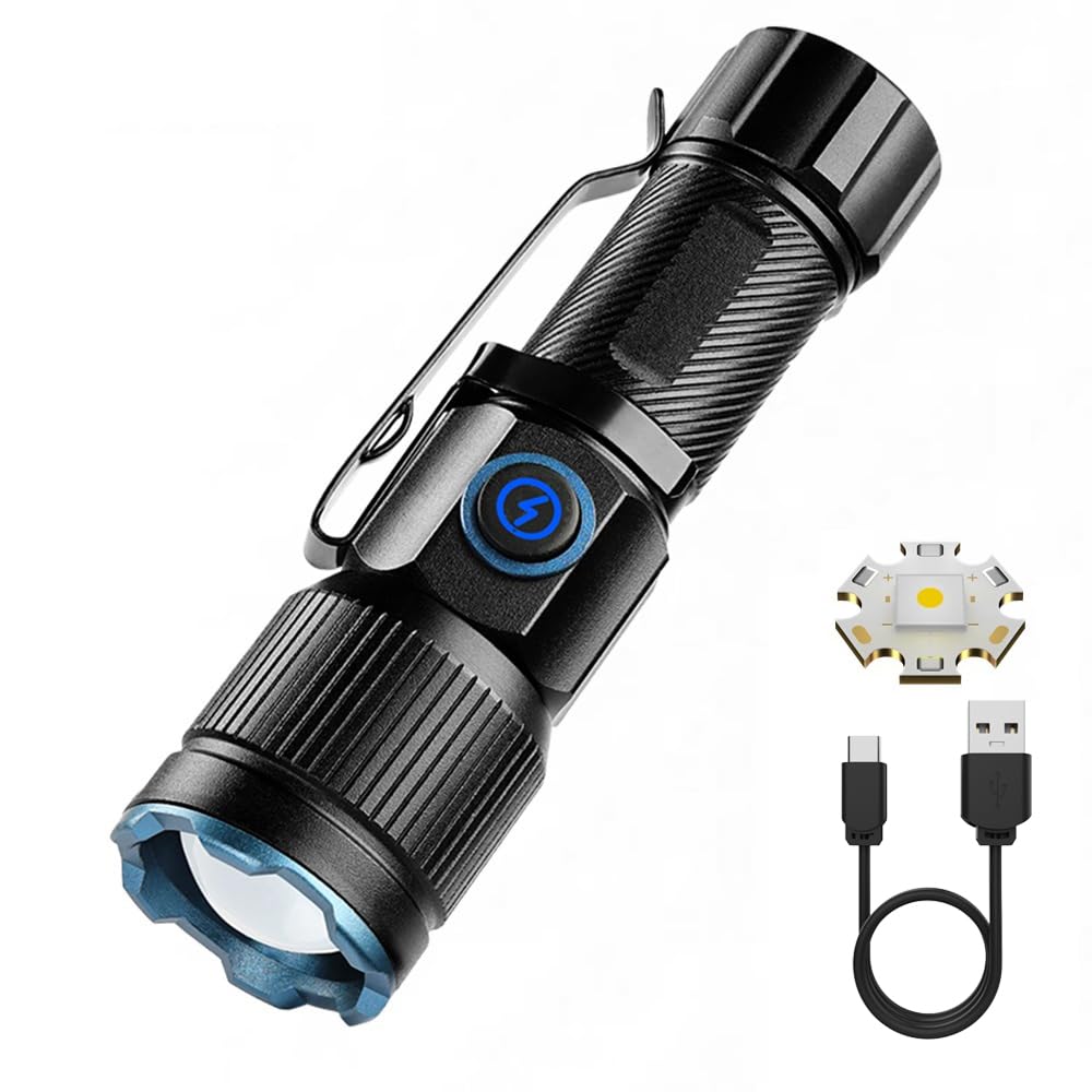 Alonefire X67 Led Mini Flashlight High Lumens Usb C Rechargeable Zoom Small Flashlight Bright Lightweight Pocket Size Long Range With 5 Light Modes Magnetic With Clip, Rechargeable Battery For Edc