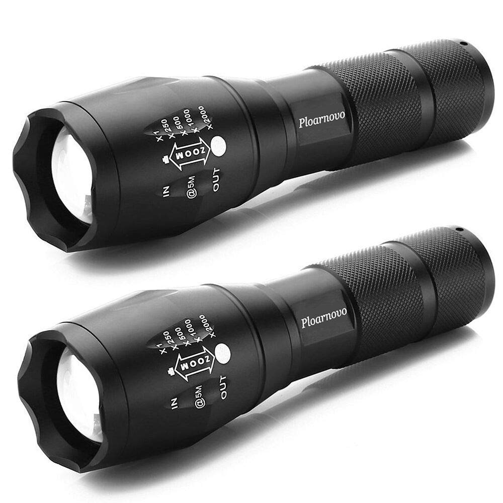 Ploarnovo 2 Pack Tactical Flashlight 2000 Lumens Led With Adjustable Focus And 5 Light Modes For Camping Hiking Emergency, Hurricane, Power Outage,-Giving