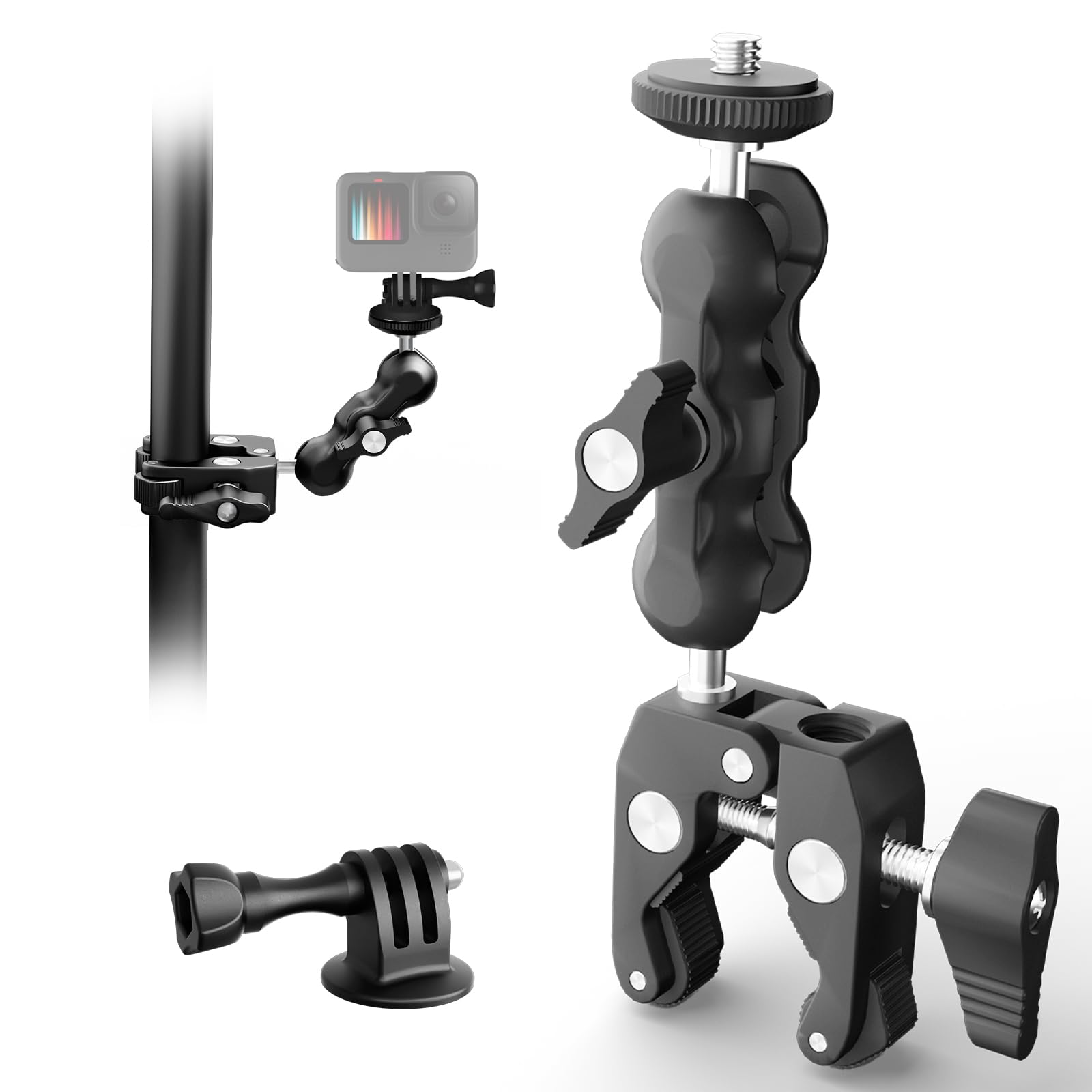 Nearstream Super Clamp Mount With 360 Ball Head - Motorcycle/Bike/Pole Clamp For Dslr/Action Camera/Field Monitor/Led Light