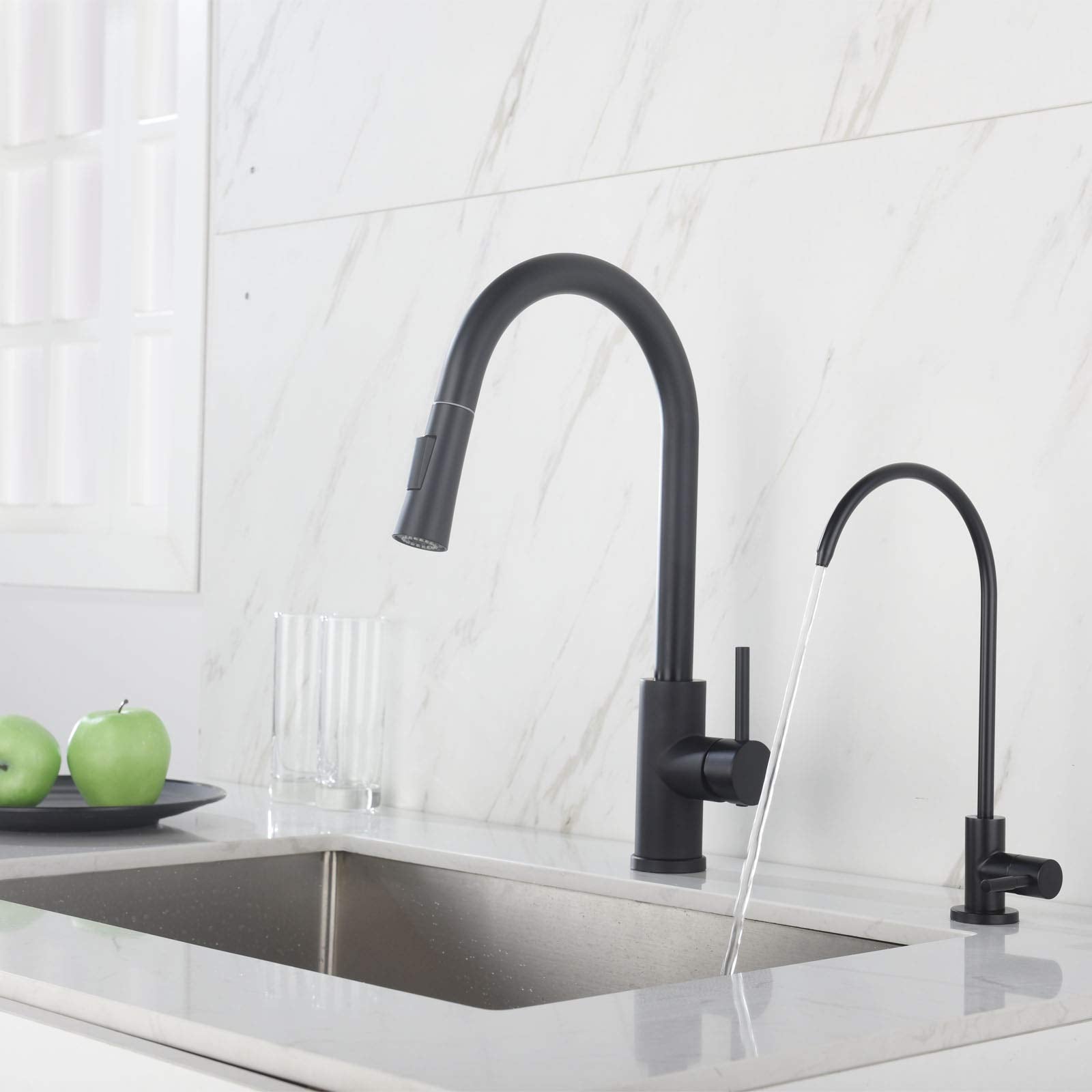 Apaix Drinking Water Faucet Matte Black, Kitchen Water Purifier Faucet For Non-Air Gap Reverse Osmosis Water Filtration System